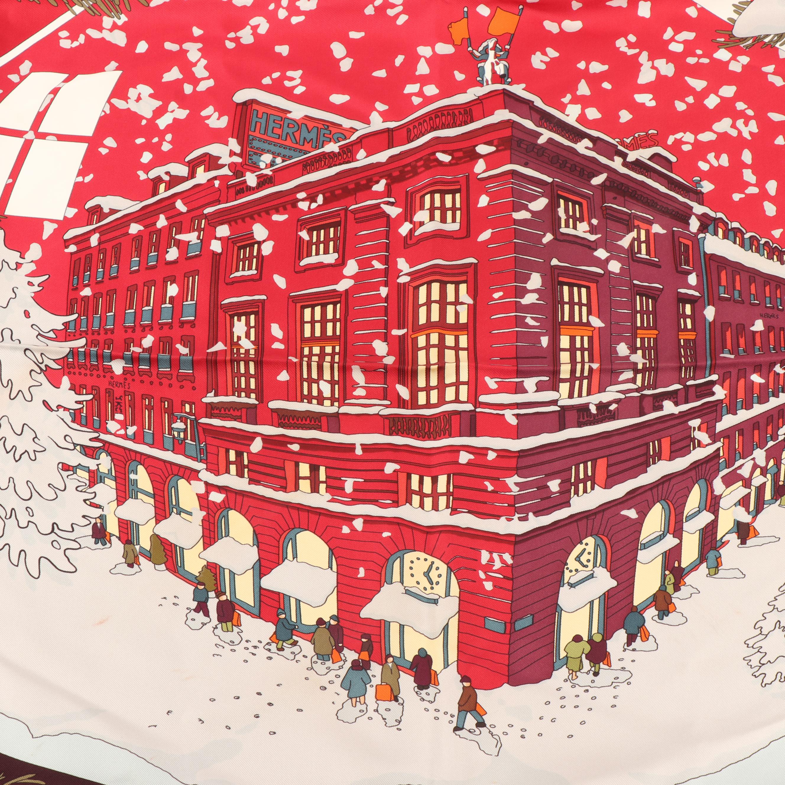 2004 Hermès of Paris "Noël au 24 Faubourg" Silk Scarf