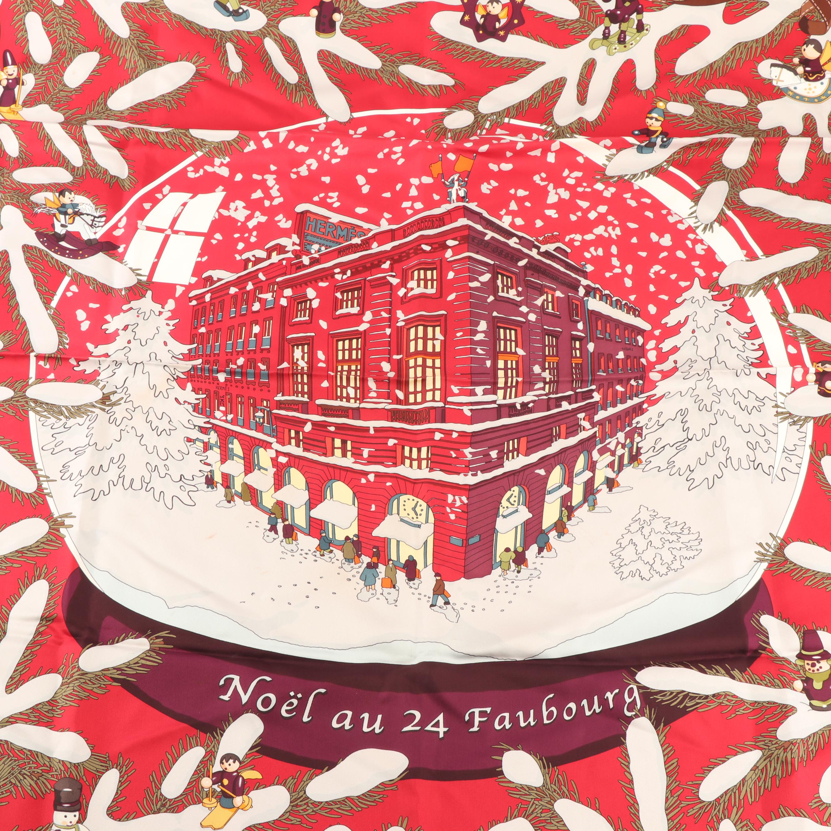 2004 Hermès of Paris "Noël au 24 Faubourg" Silk Scarf
