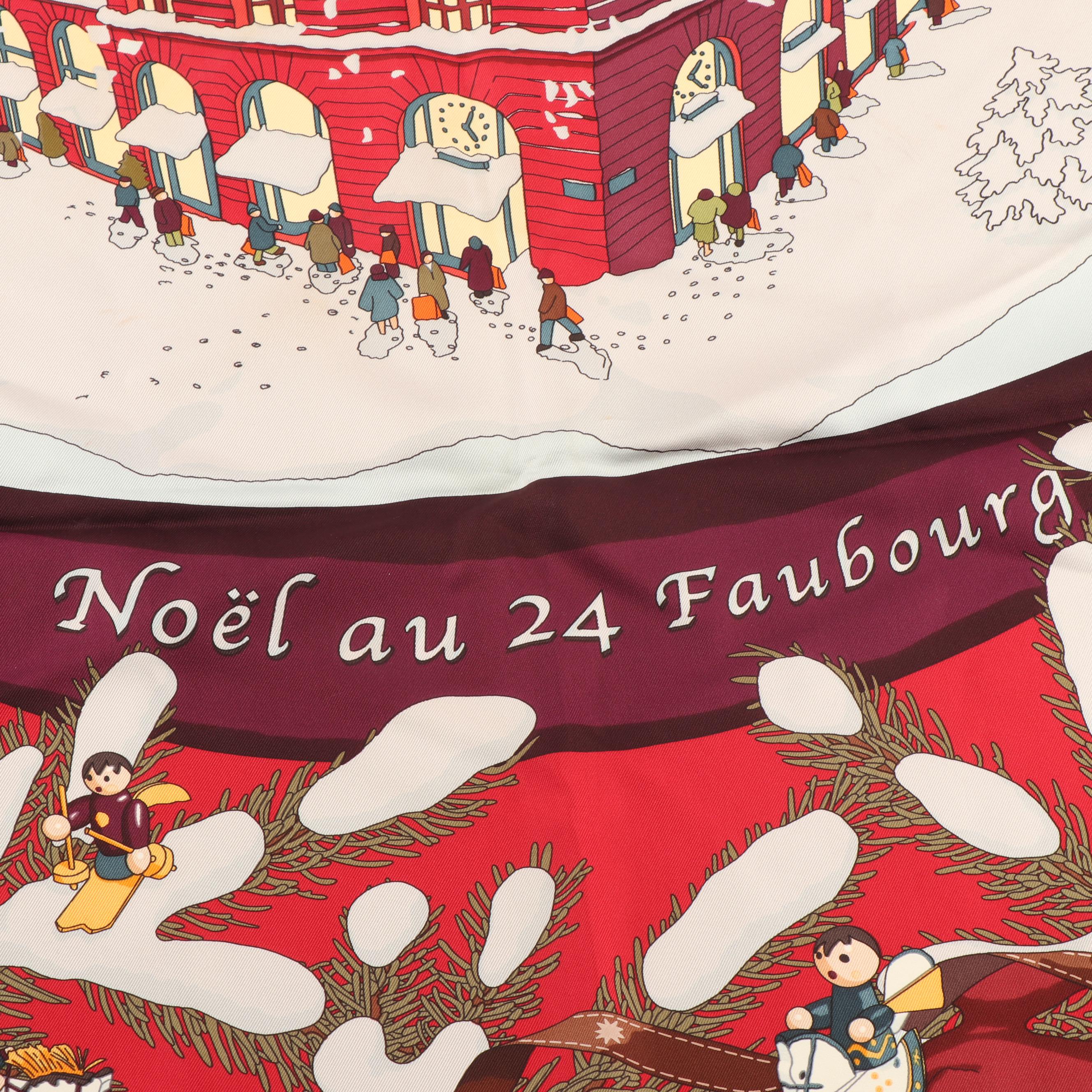 2004 Hermès of Paris "Noël au 24 Faubourg" Silk Scarf