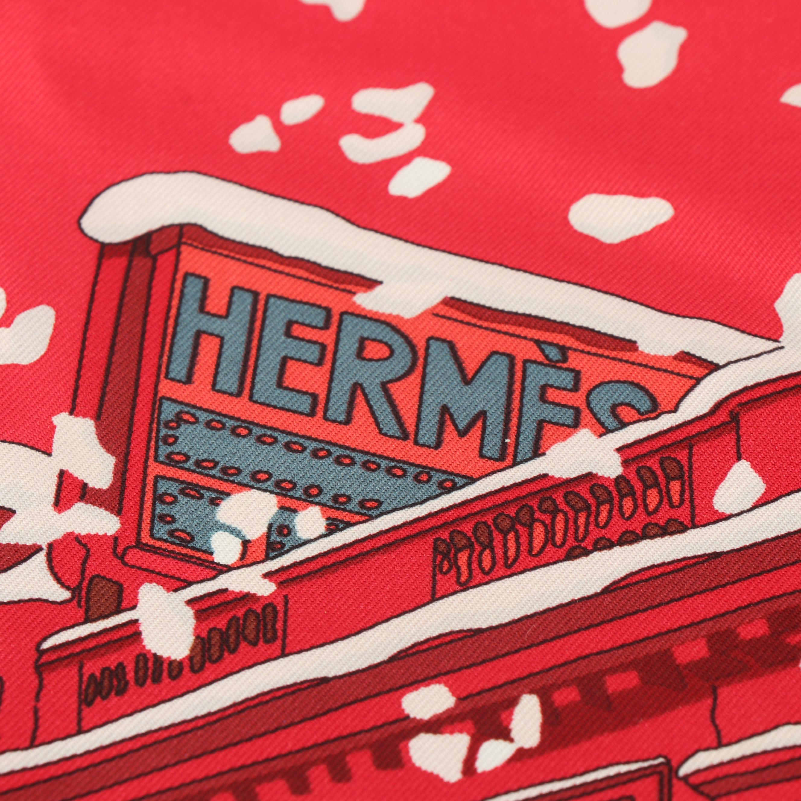 2004 Hermès of Paris "Noël au 24 Faubourg" Silk Scarf