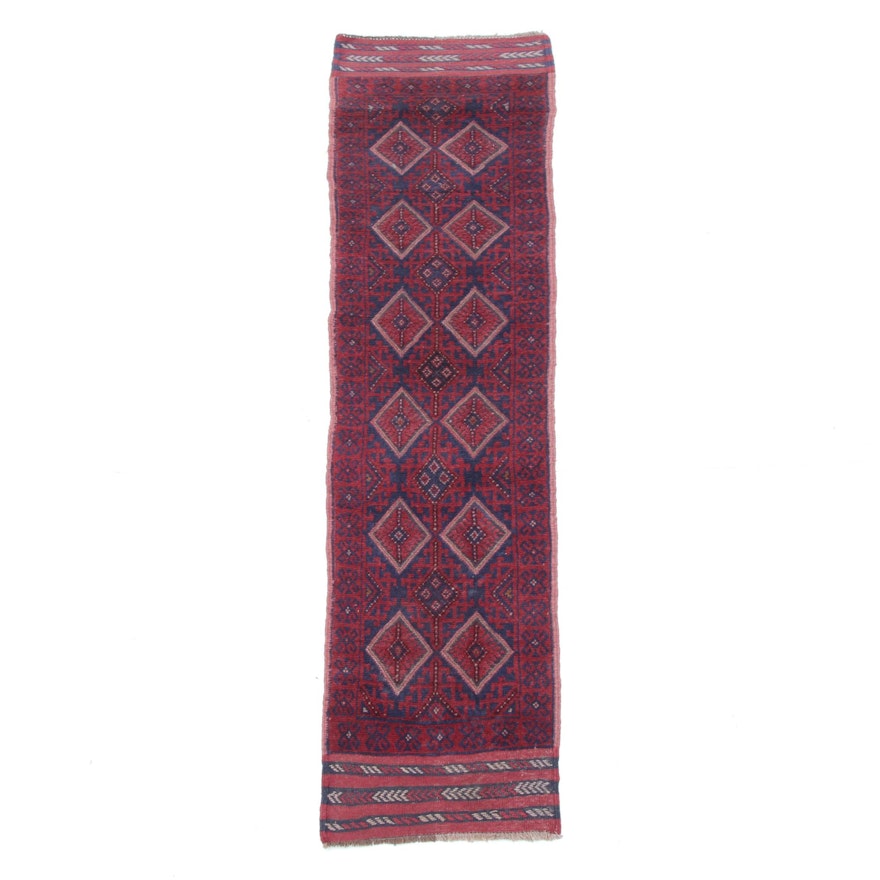 Hand-Knotted and Embroidered Baluch Mashwani Wool Runner