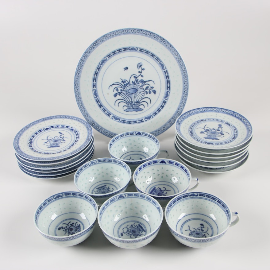 Chinese "Rice Grain" Porcelain Dinnerware