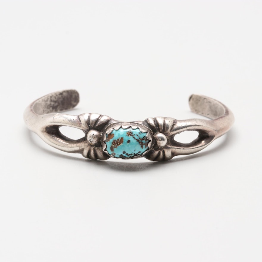 Southwestern Sterling Silver Turquoise Cuff Bracelet