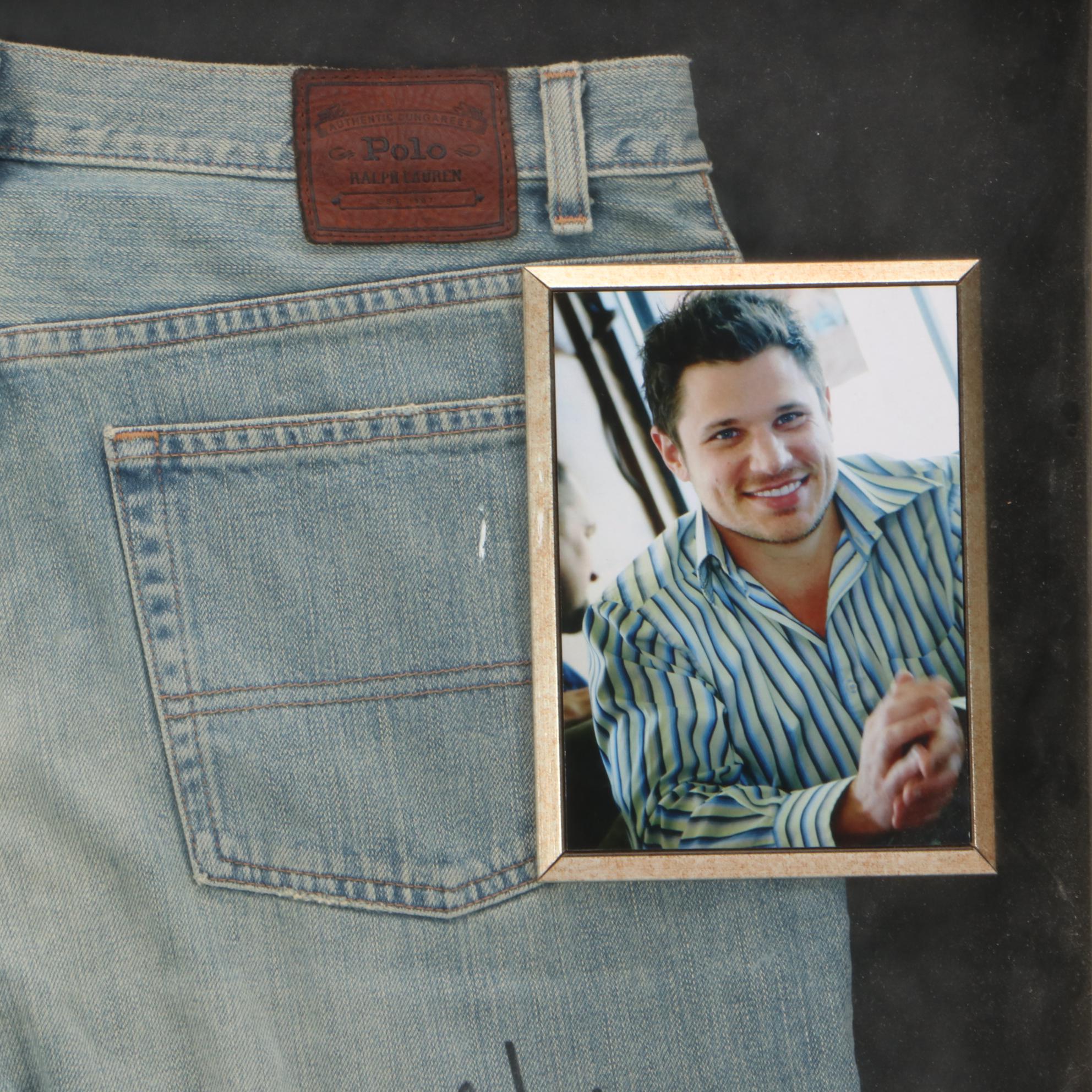 Nick Lachey Signed Worn Jeans Framed Display COA