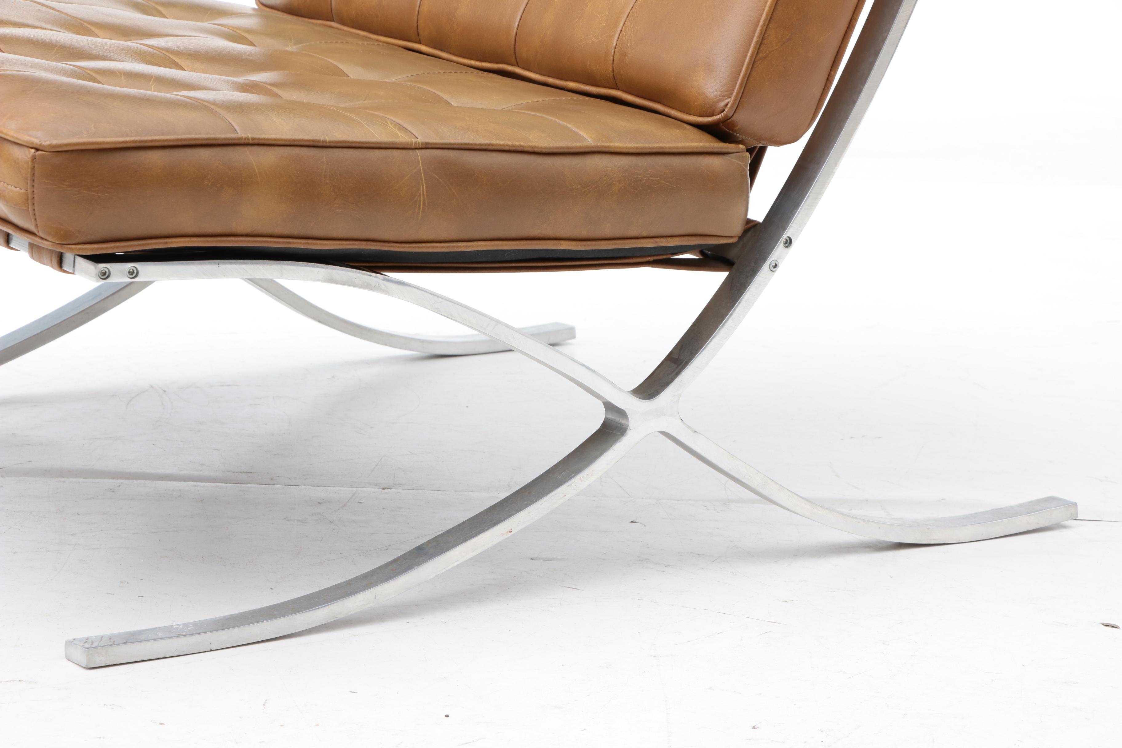 Pair of Barcelona Style Chairs, Mid-20th Century