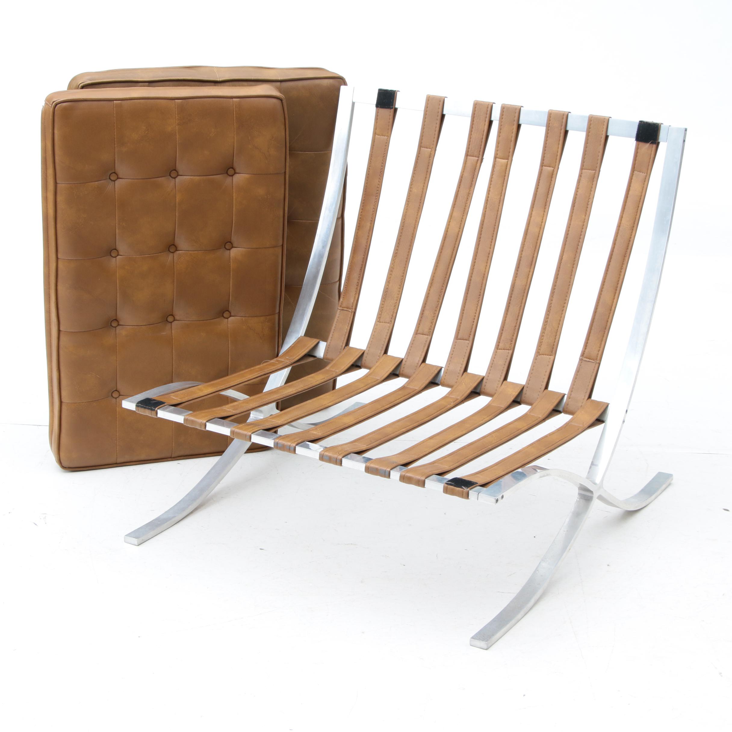 Pair of Barcelona Style Chairs, Mid-20th Century