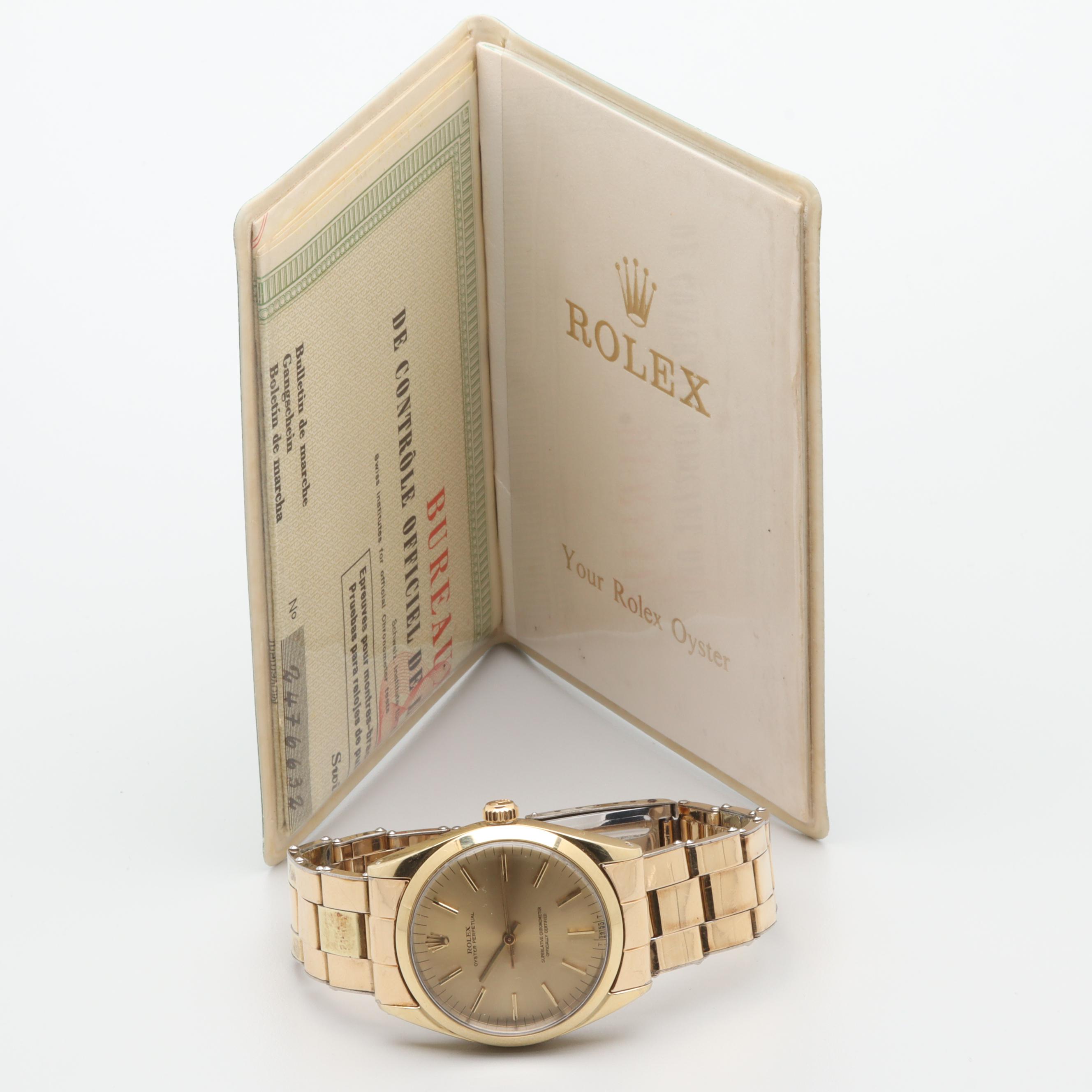 Vintage Rolex Oyster Perpetual Gold Shell Automatic Watch