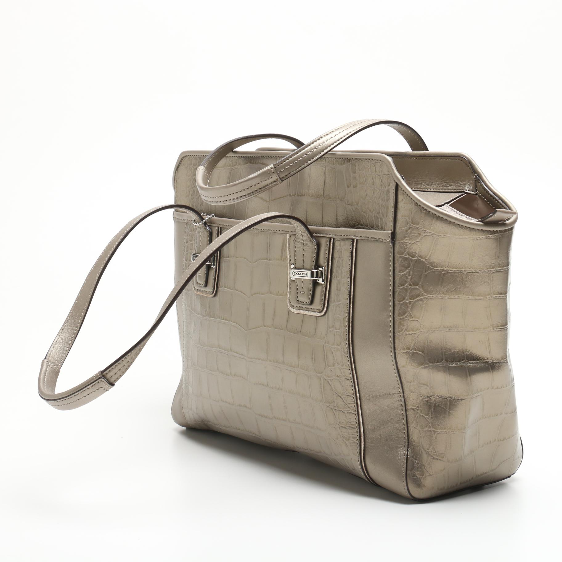 Coach Taylor Embossed Leather Alexis Carryall and Ashley Leather Wallet