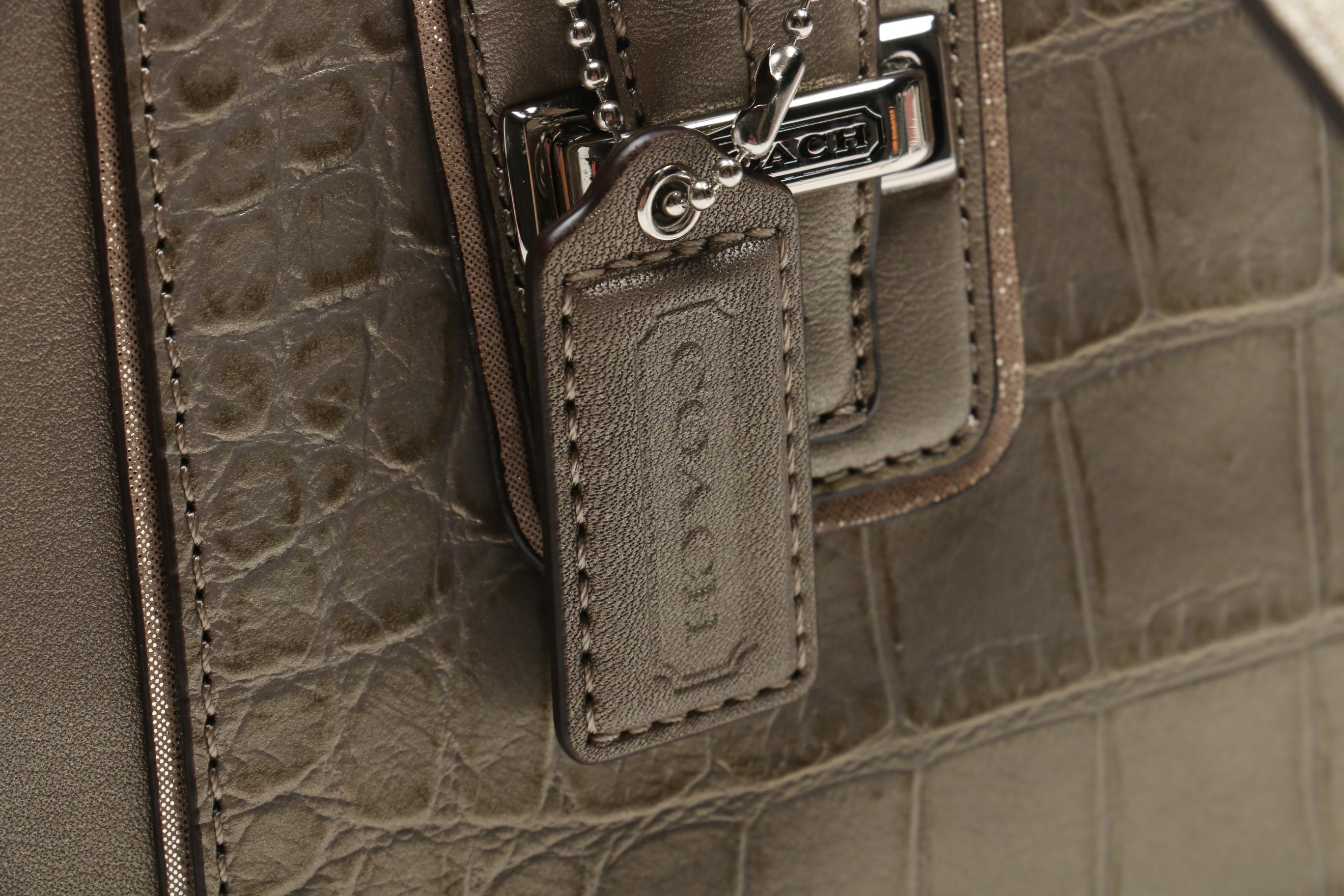 Coach Taylor Embossed Leather Alexis Carryall and Ashley Leather Wallet