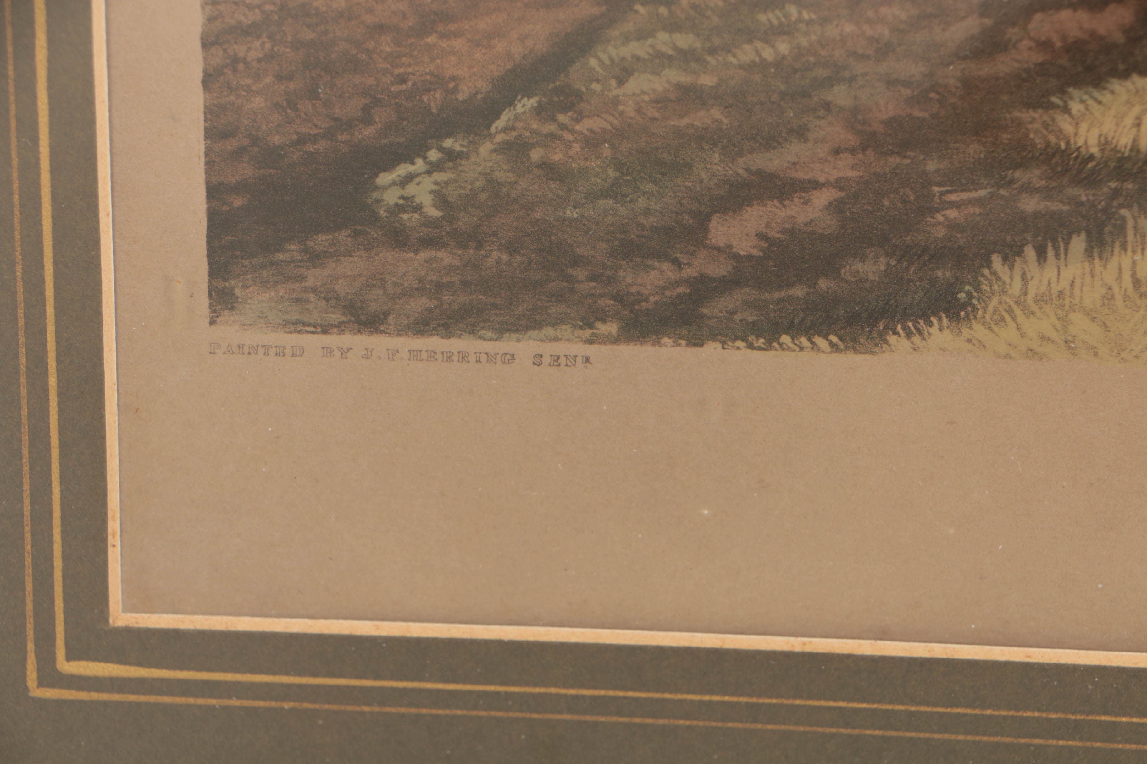 J. Harris Engraving After J.F. Herring Fox Hunting Scene "Full Cry"