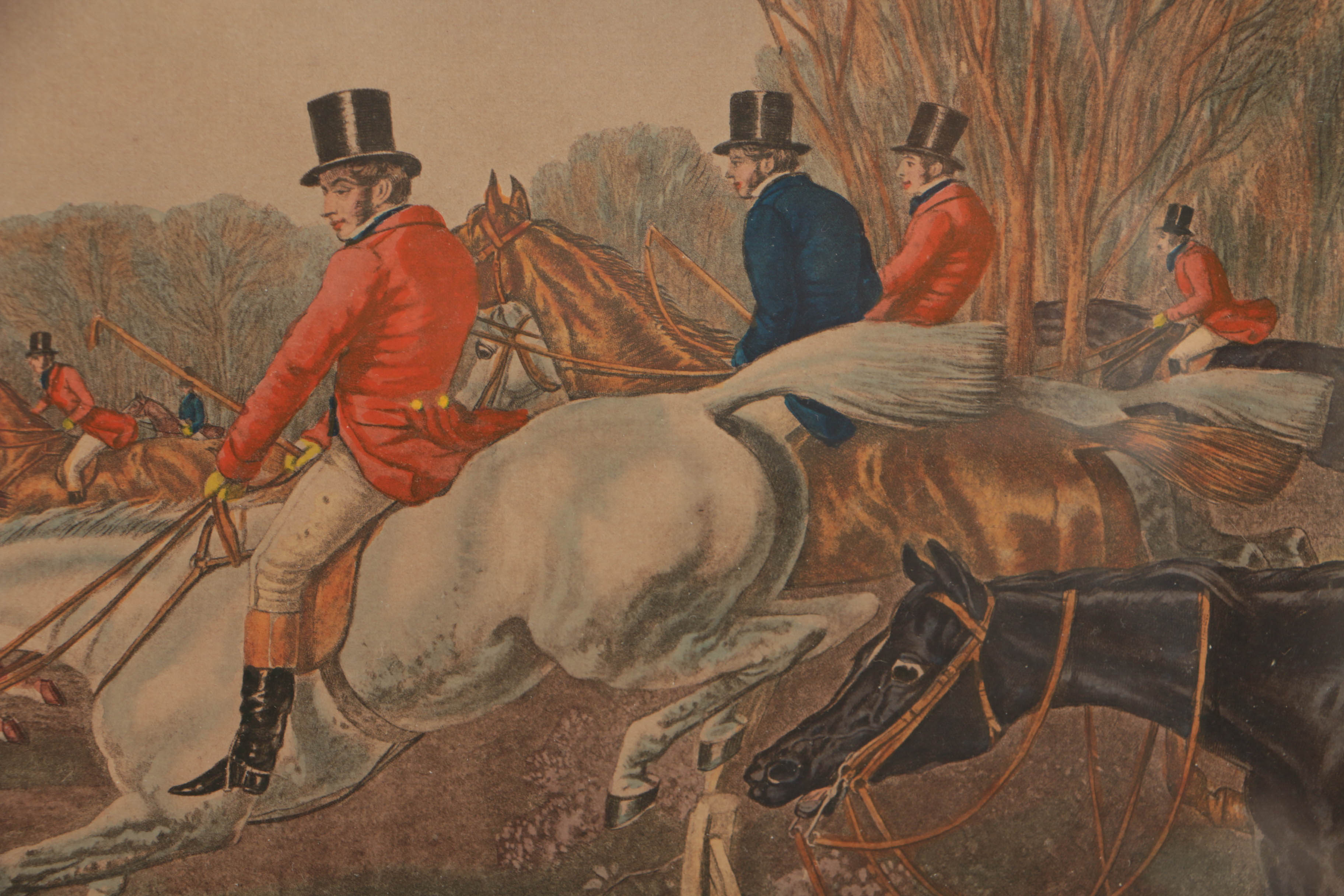 J. Harris Engraving After J.F. Herring Fox Hunting Scene "Full Cry"