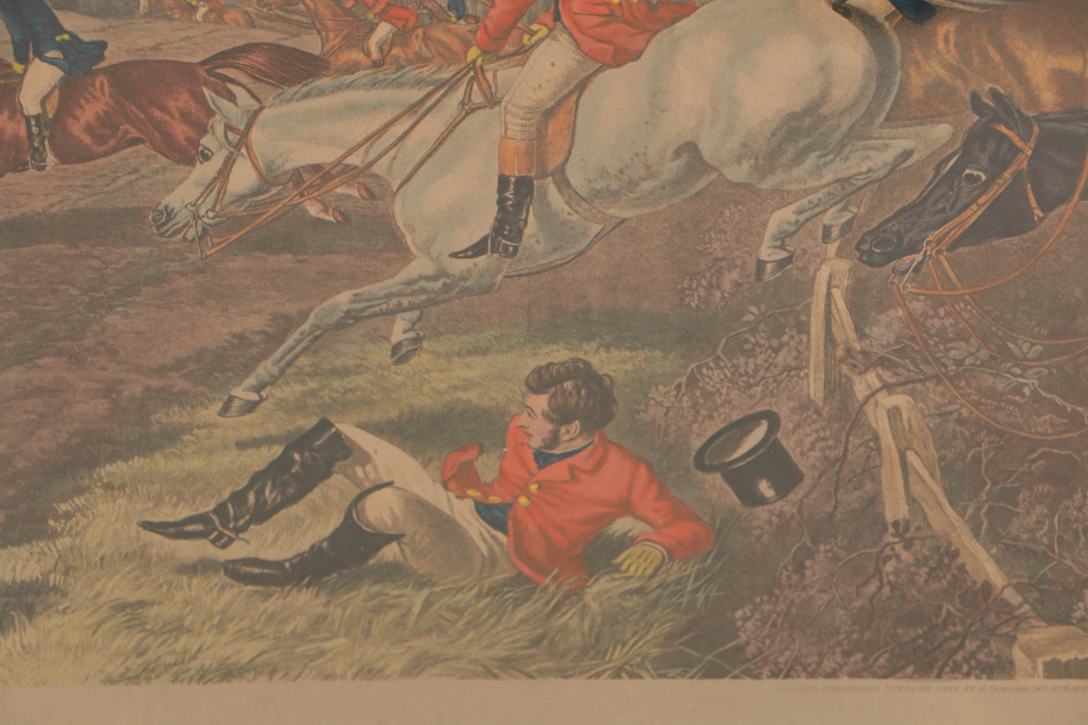 J. Harris Engraving After J.F. Herring Fox Hunting Scene "Full Cry"