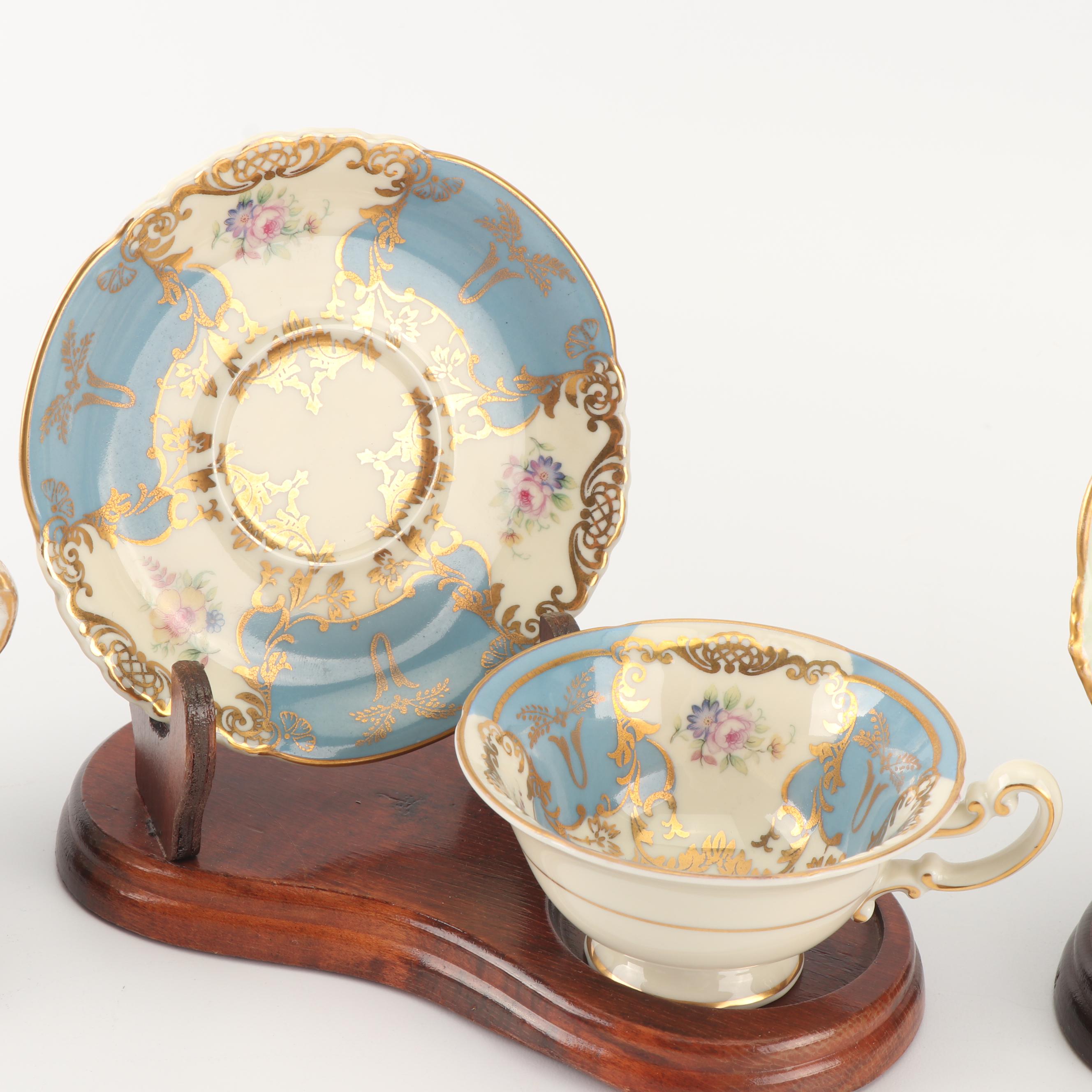 Vintage Teacups and Saucers with Stands including Royal Bayreuth