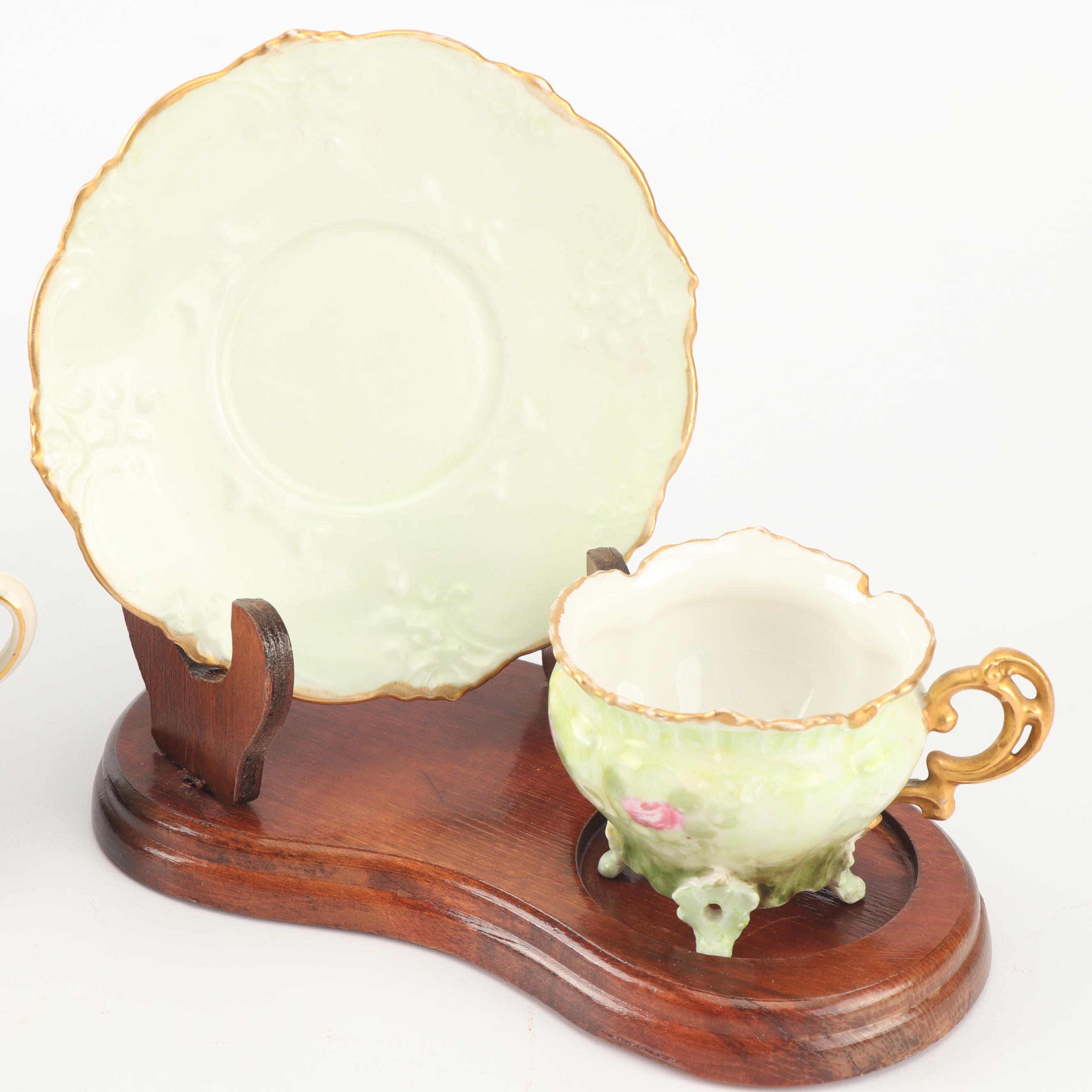 Vintage Teacups and Saucers with Stands including Royal Bayreuth