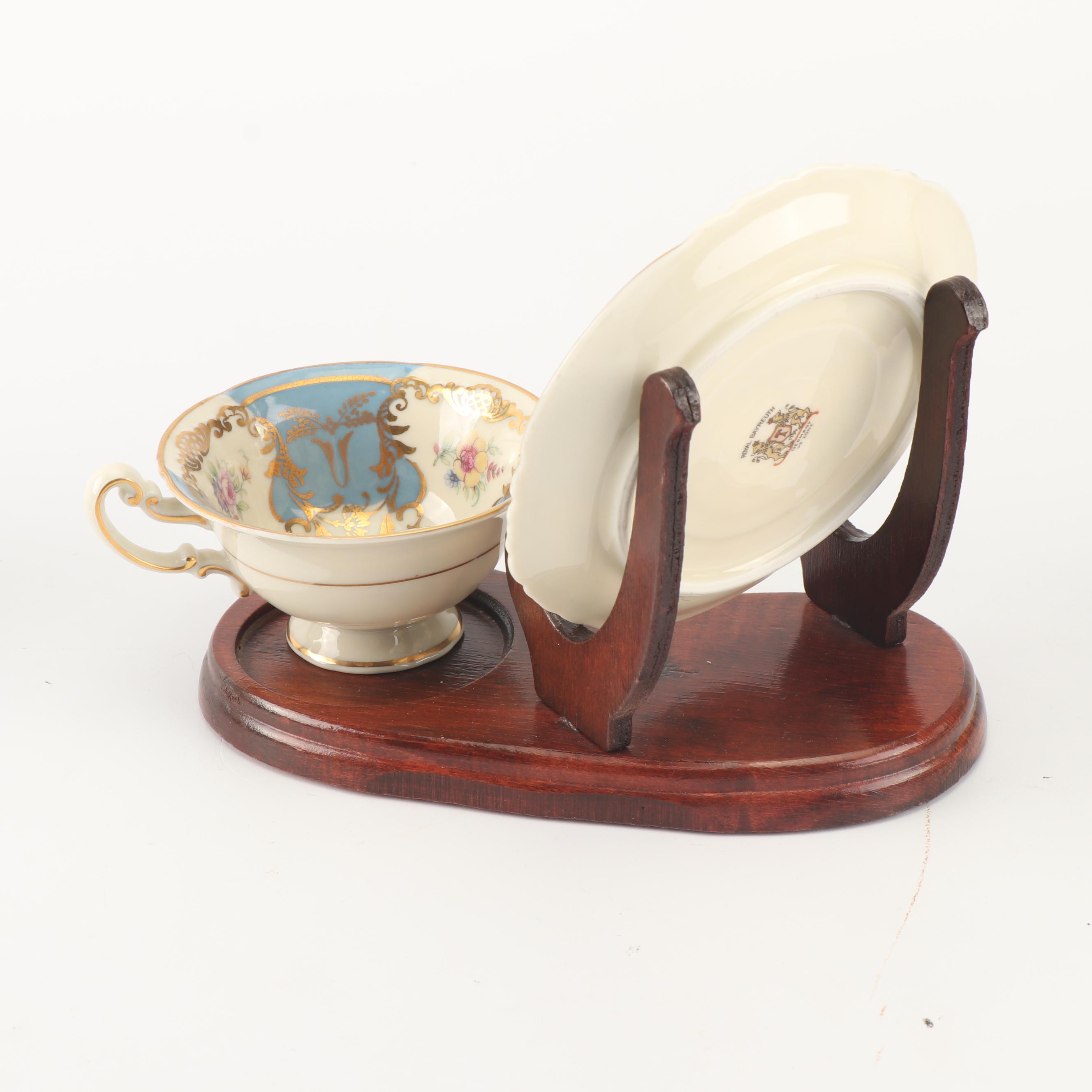 Vintage Teacups and Saucers with Stands including Royal Bayreuth