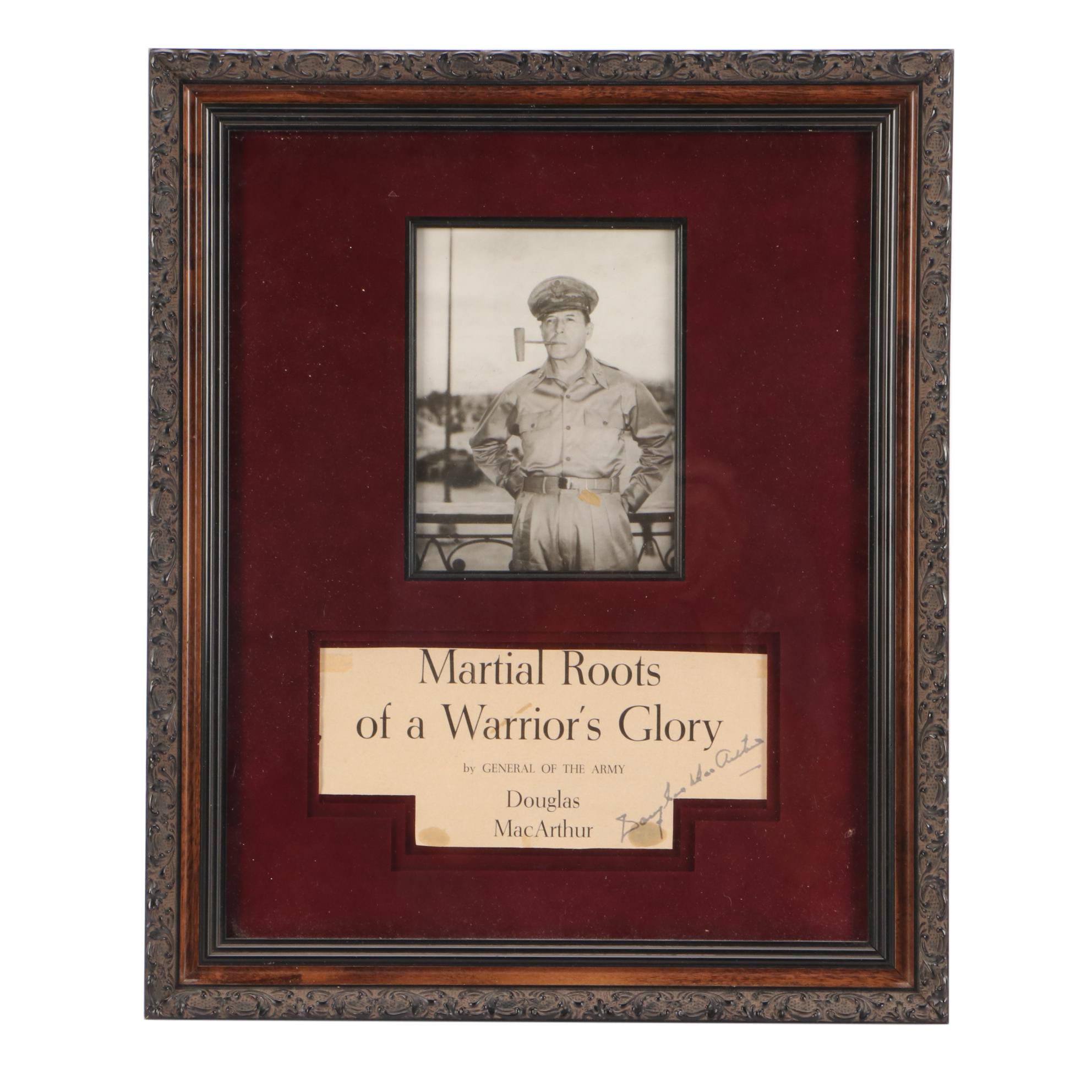 General Douglas MacArthur Signed Matted and Framed Military Display COA