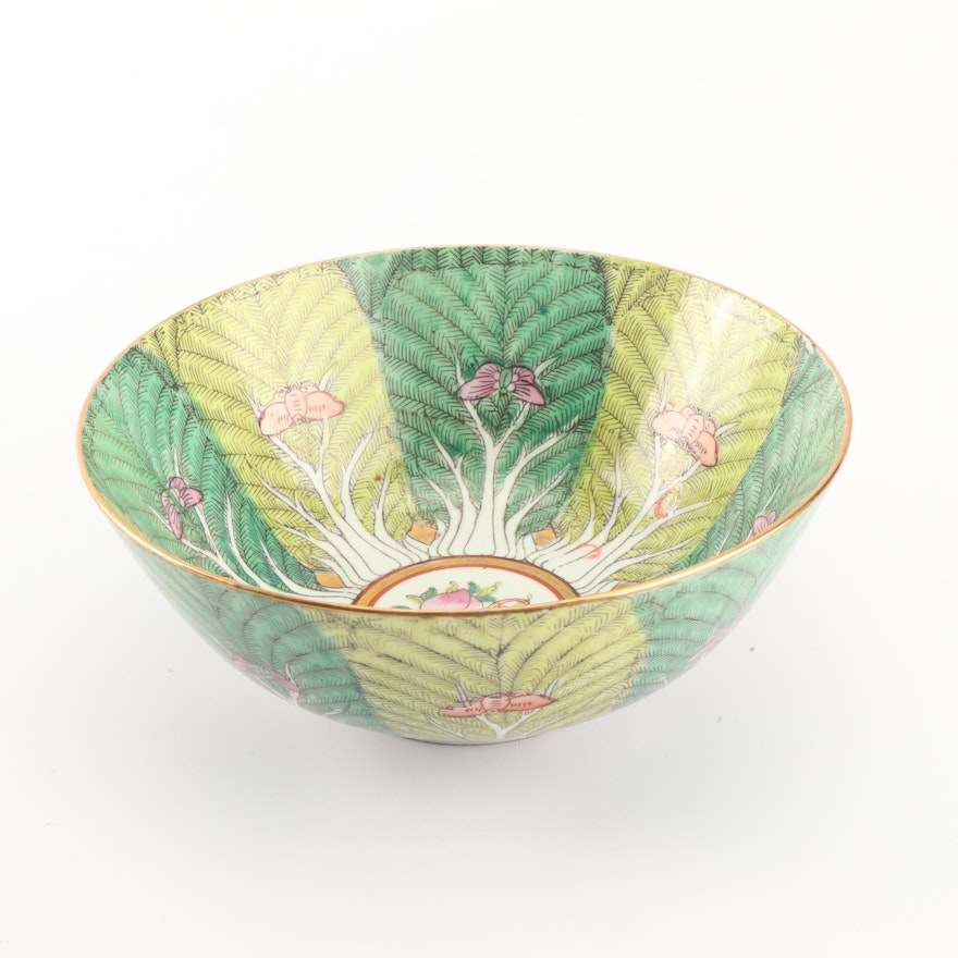 Chinese Cabbage Leaf and Butterfly Porcelain Bowl