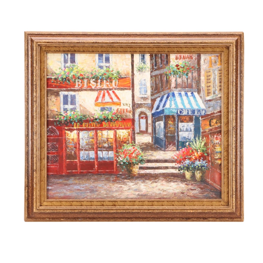 Oil Painting of French Street Scene