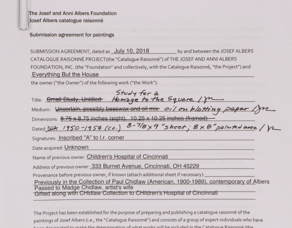 Josef Albers Oil Painting "Study for a Homage to the Square"