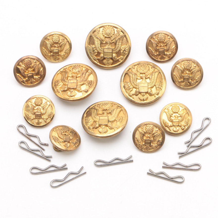 Vintage Military Buttons by Waterbury Button Co.