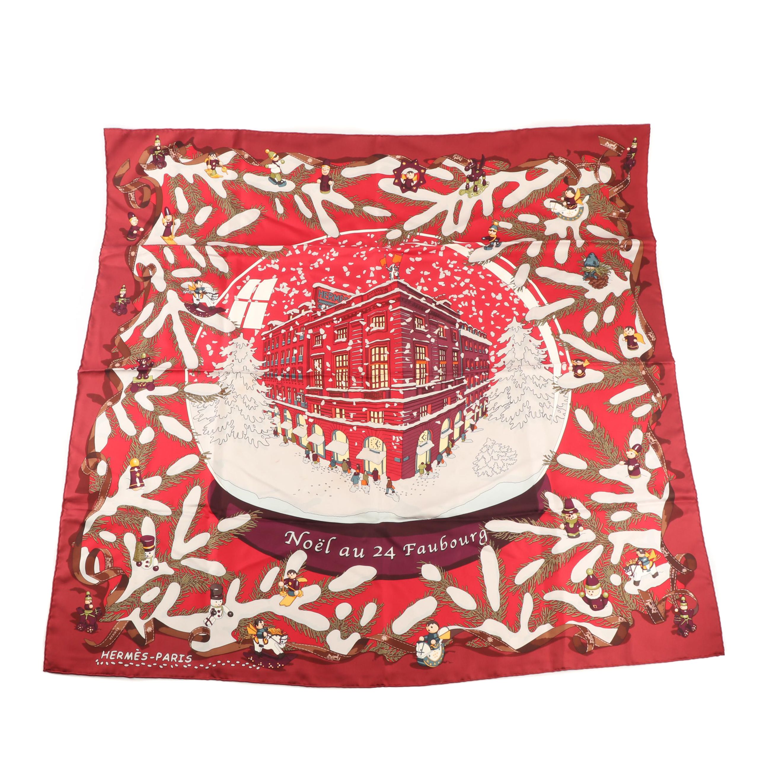 2004 Hermès of Paris "Noël au 24 Faubourg" Silk Scarf