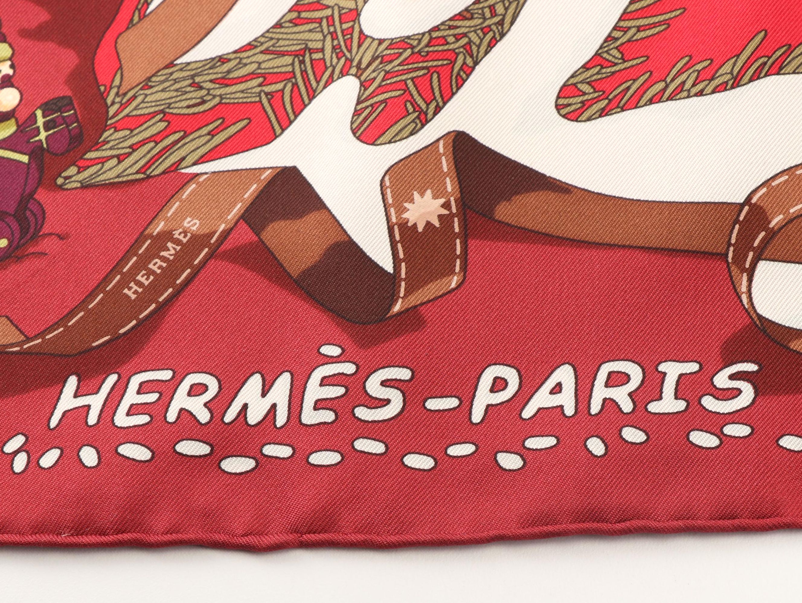 2004 Hermès of Paris "Noël au 24 Faubourg" Silk Scarf