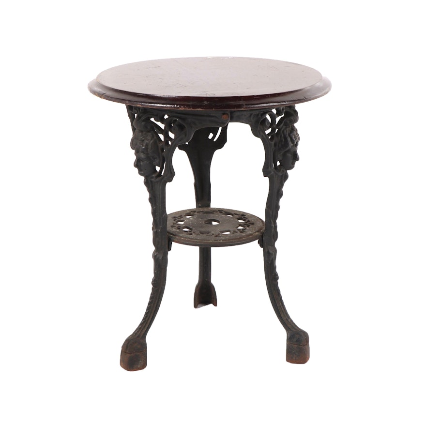 Cast Iron and Wood Occasional Table, Early 20th Century