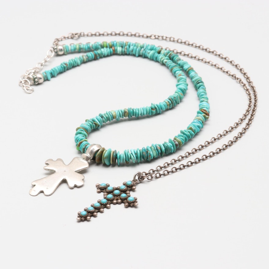 Southwestern Style Sterling Silver  Turquoise Necklaces