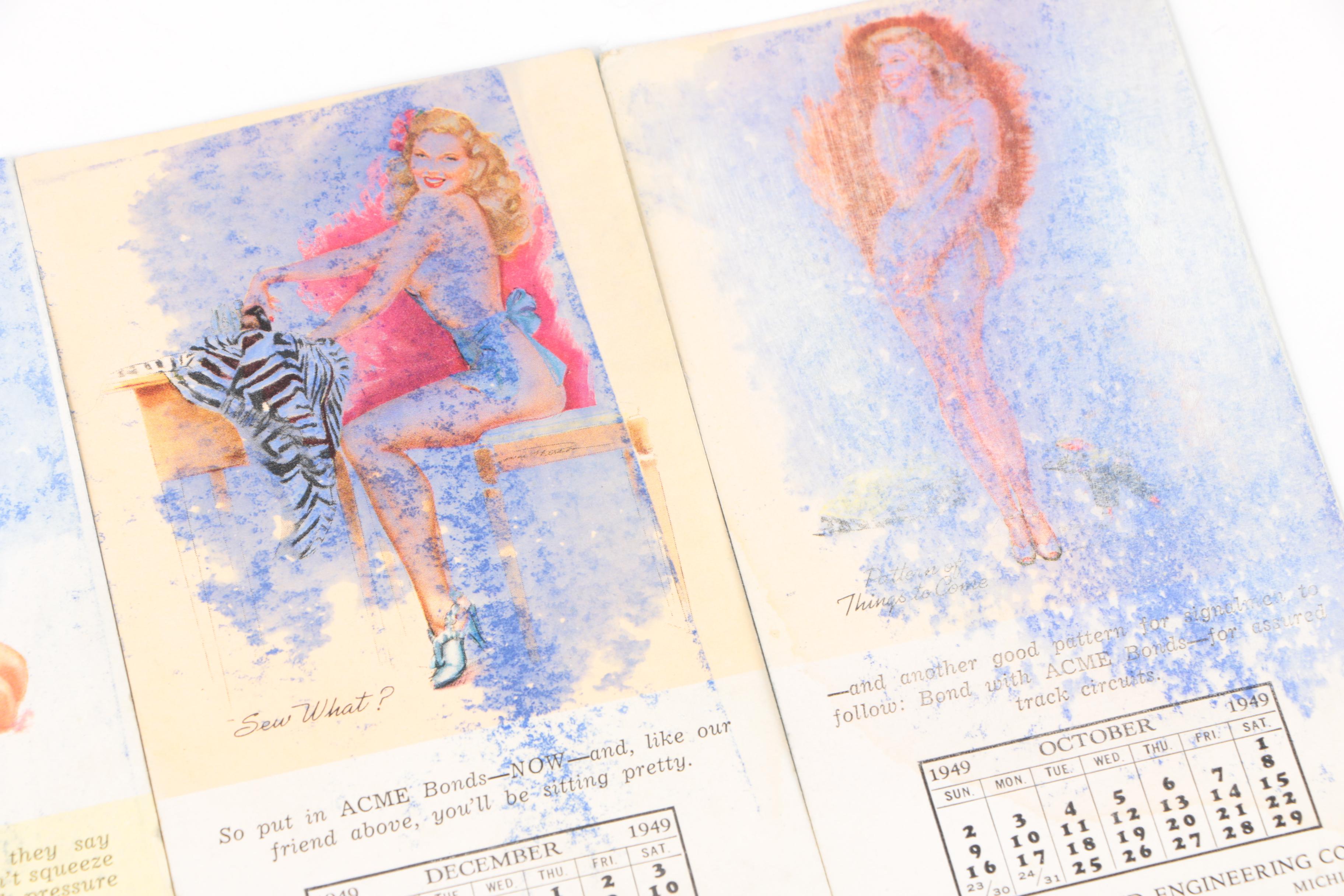 1949 Shaw-Barton Cardboard Pin-up Calendars for Acme Railbond Engineering Co.