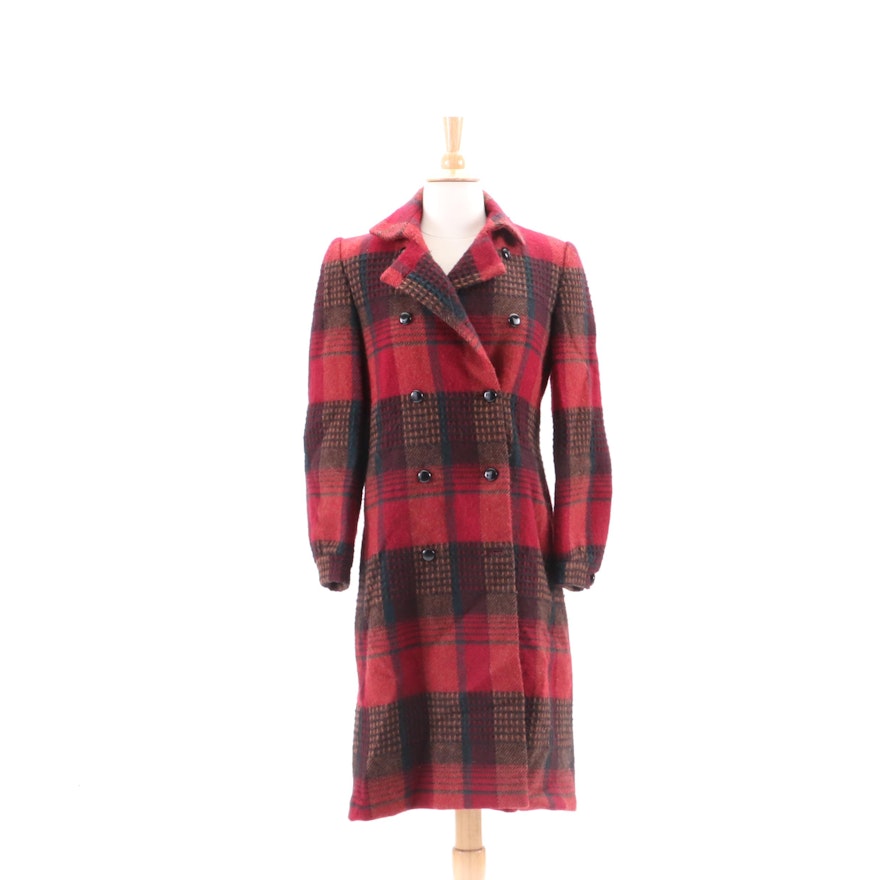 Vintage Nipon Coature Glen Plaid Wool Double-Breasted Coat