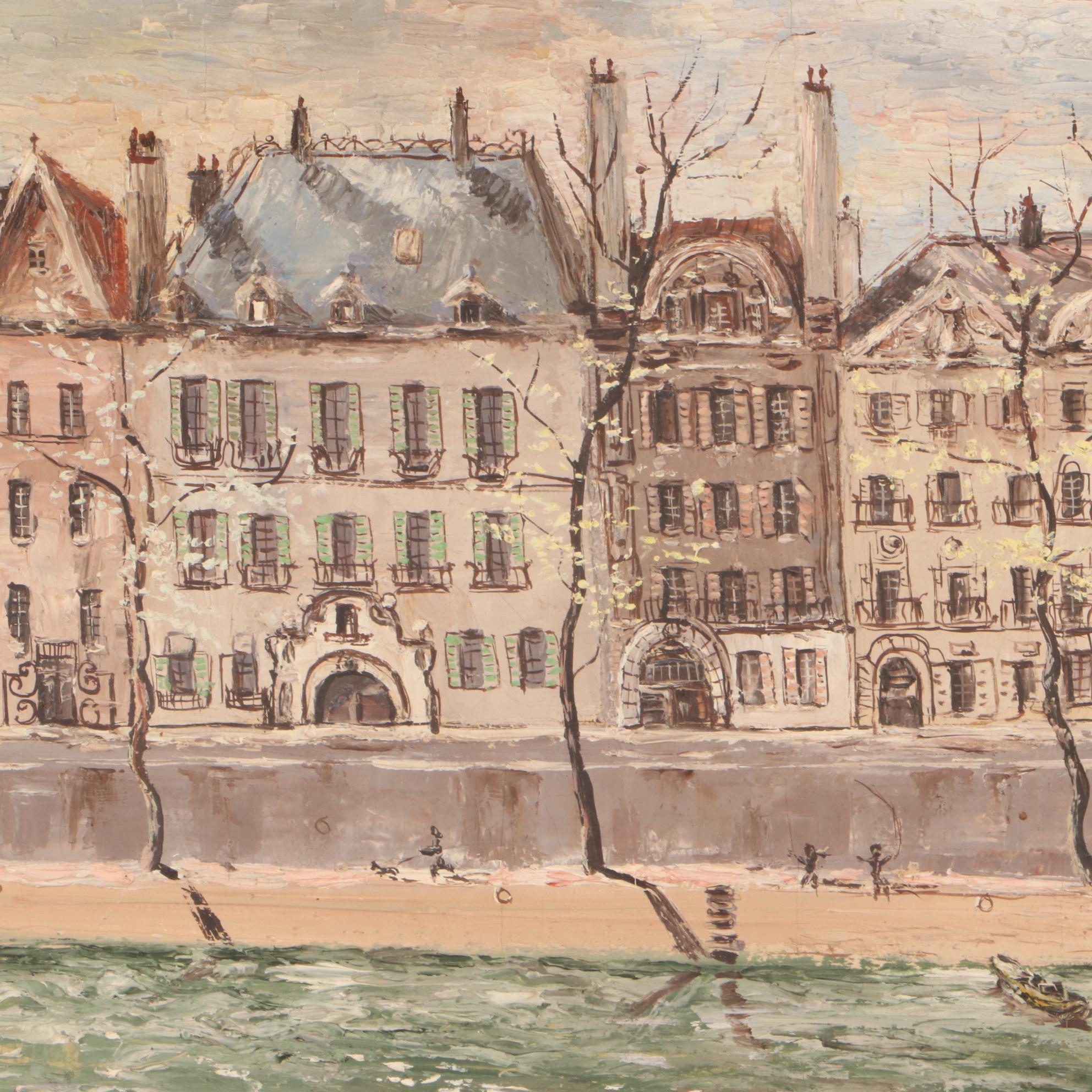 Pierre Moberg French Street Scene Oil Painting