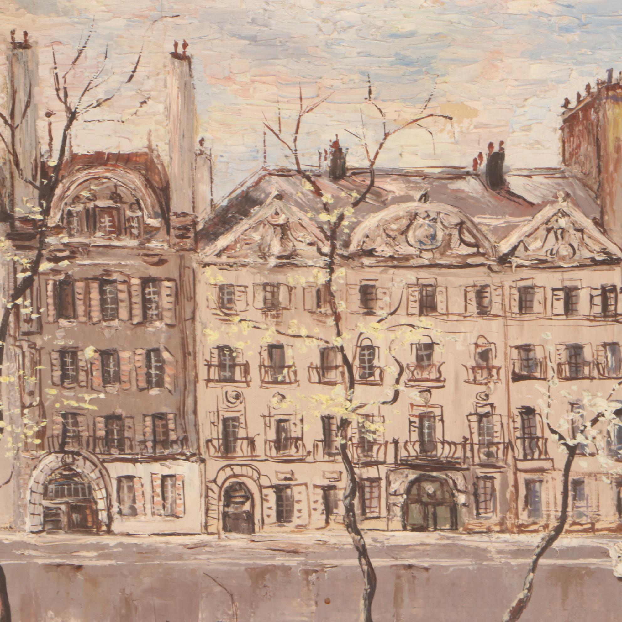 Pierre Moberg French Street Scene Oil Painting