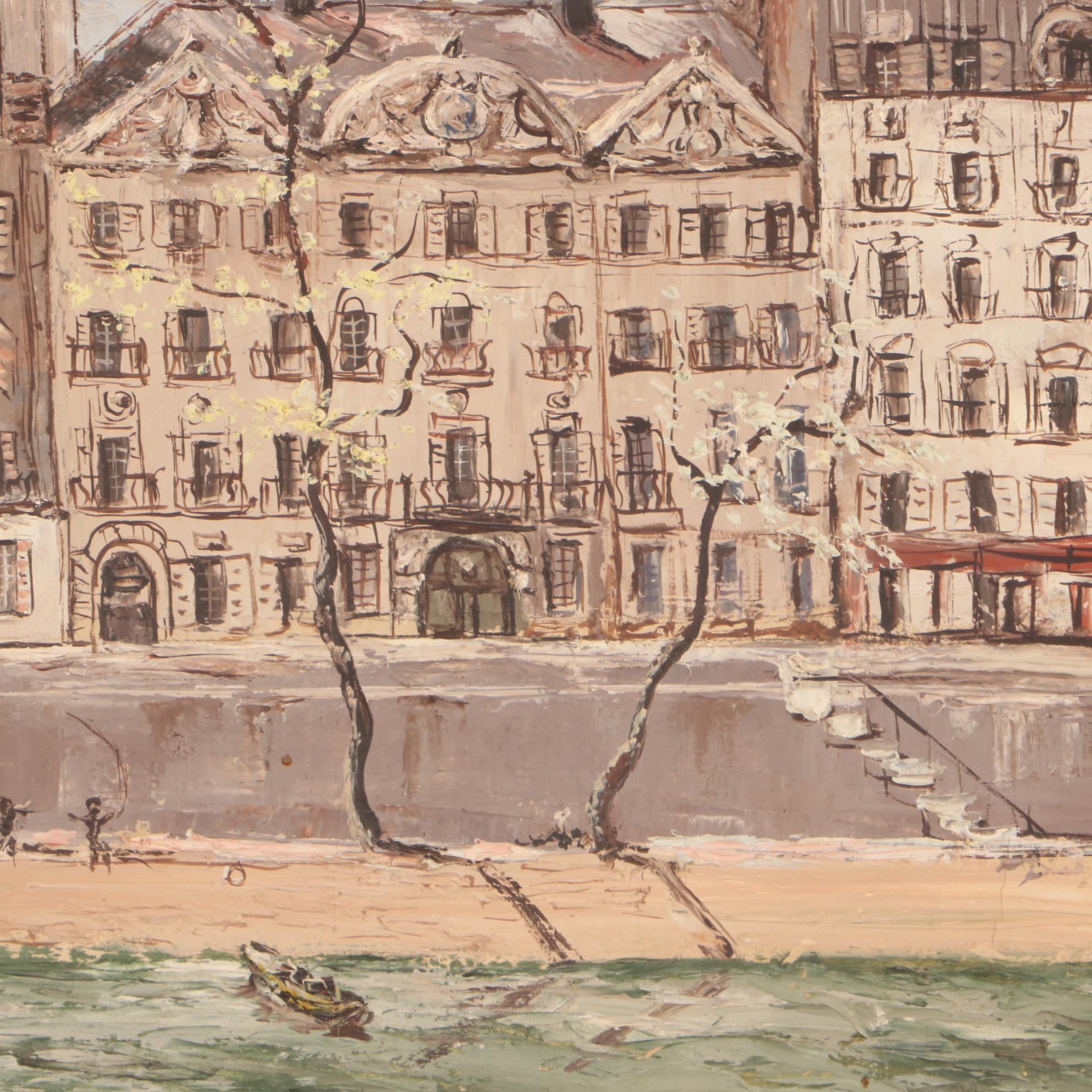 Pierre Moberg French Street Scene Oil Painting