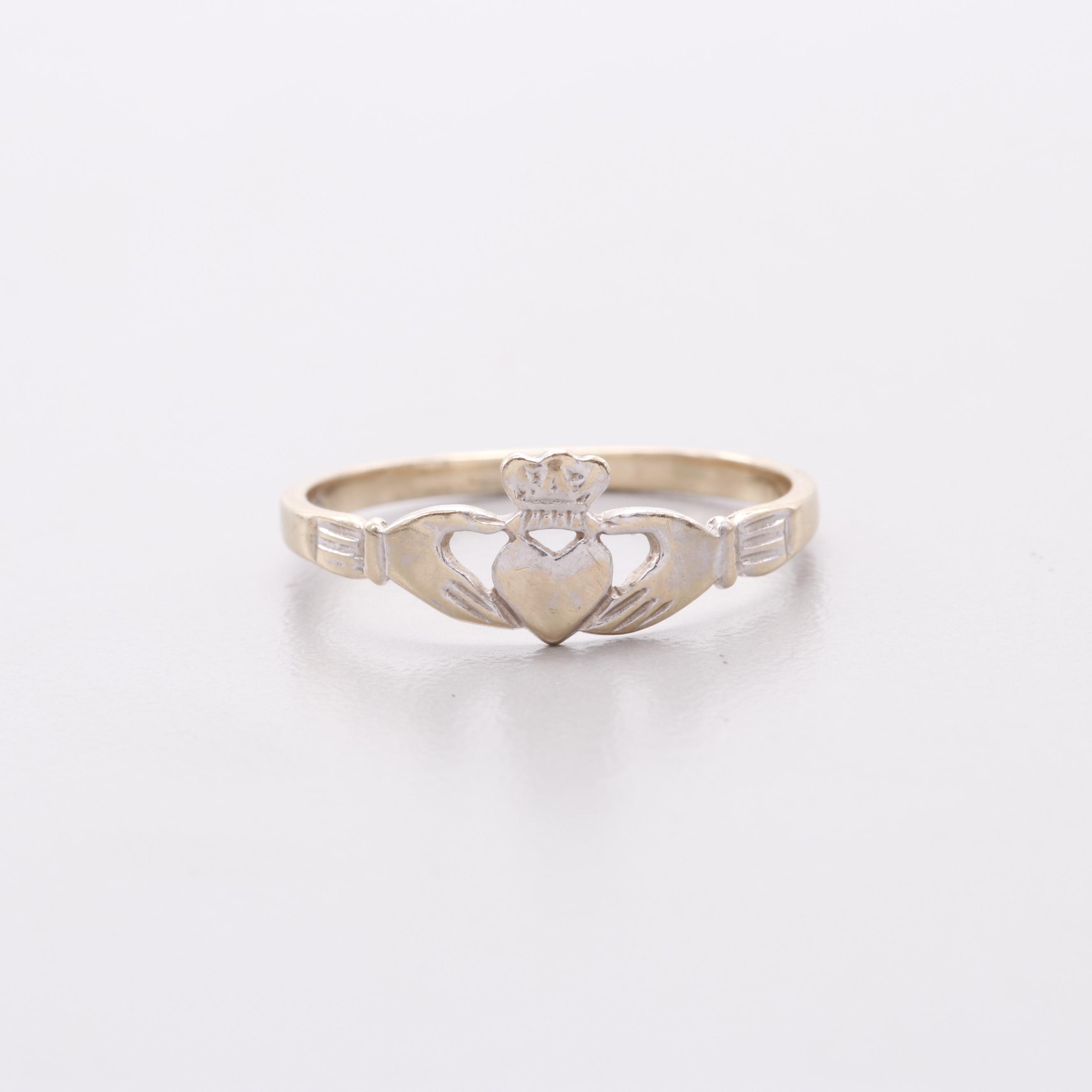 14K White Gold Claddagh Ring