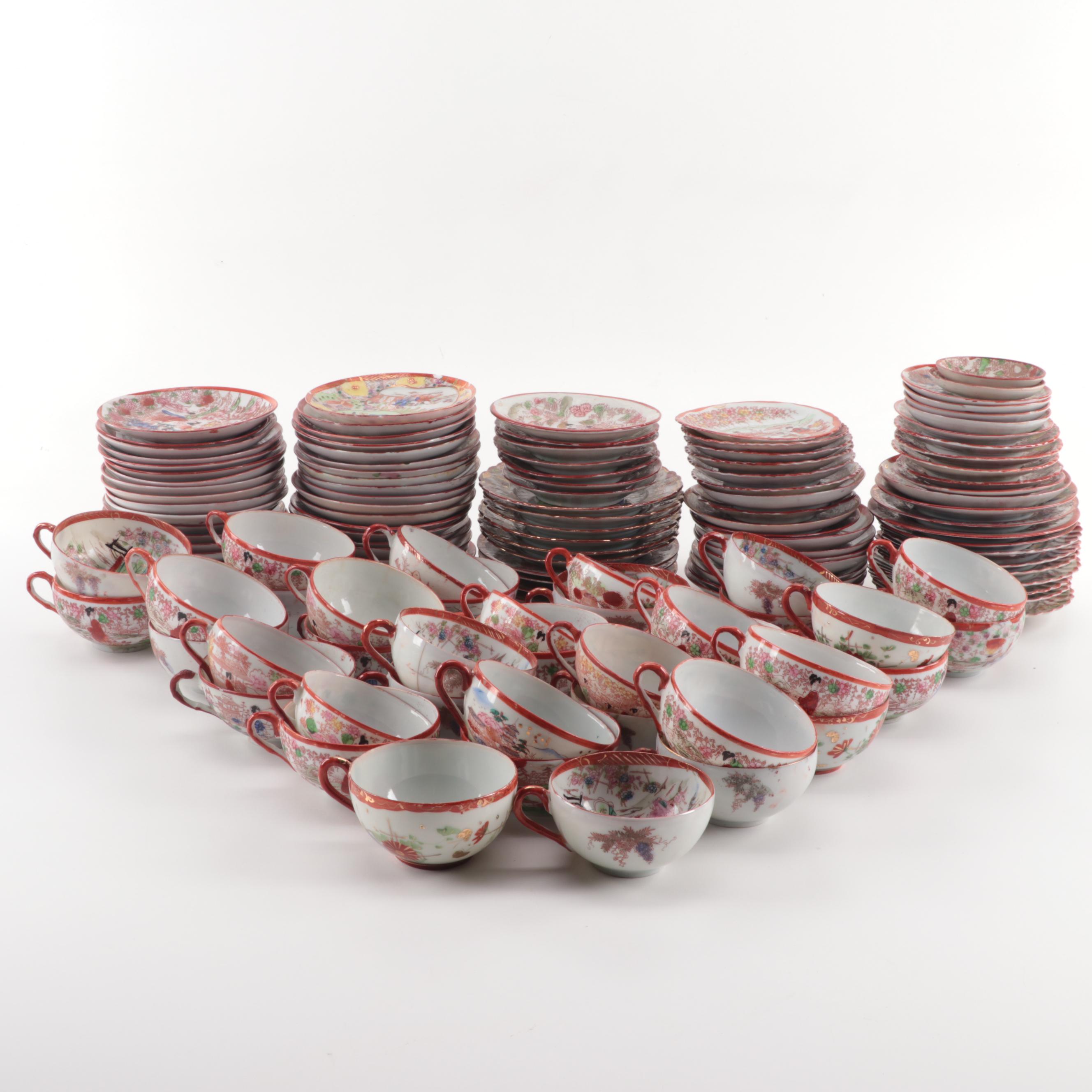 Japanese "Geisha Girl" Porcelain Cups and Saucers