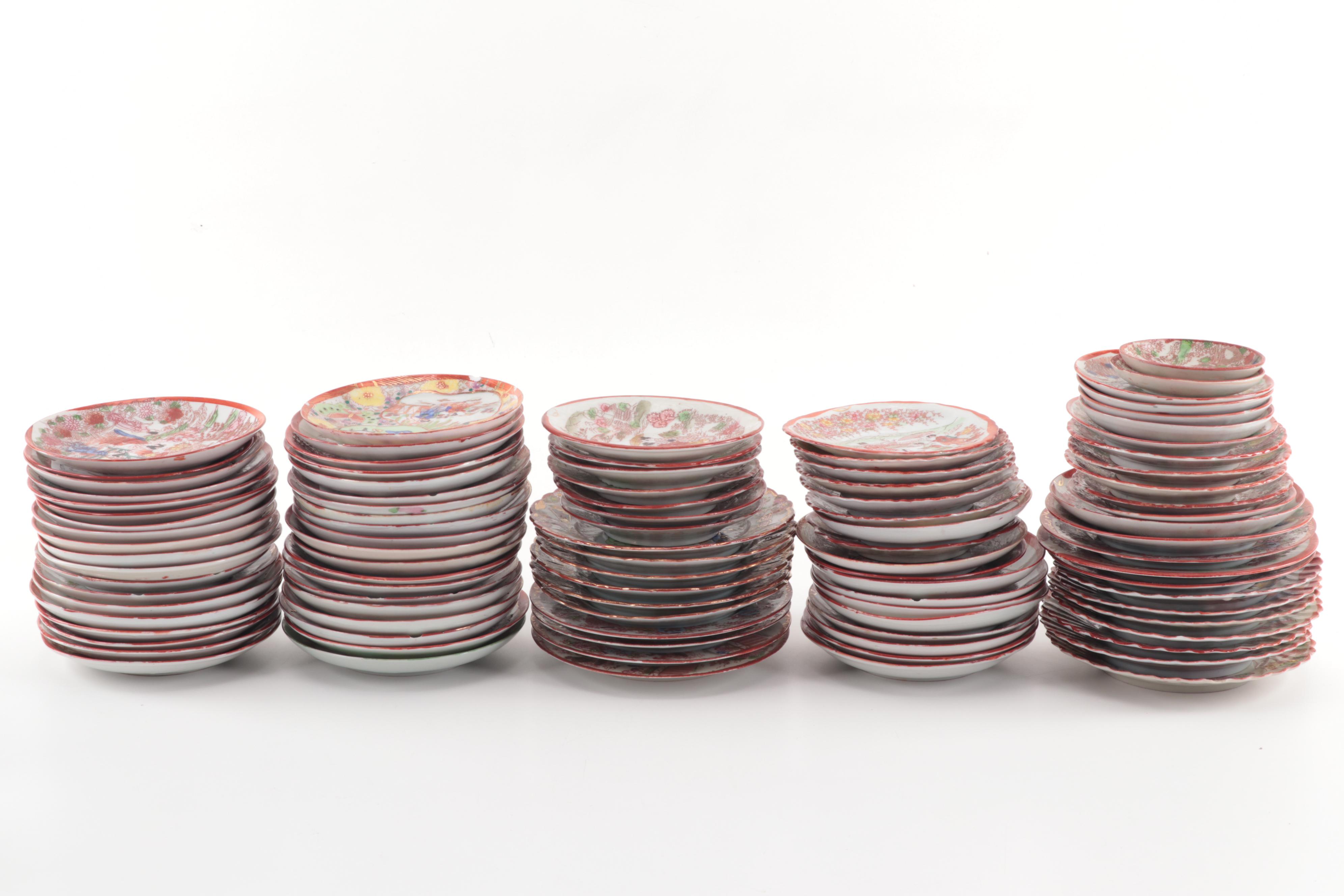 Japanese "Geisha Girl" Porcelain Cups and Saucers