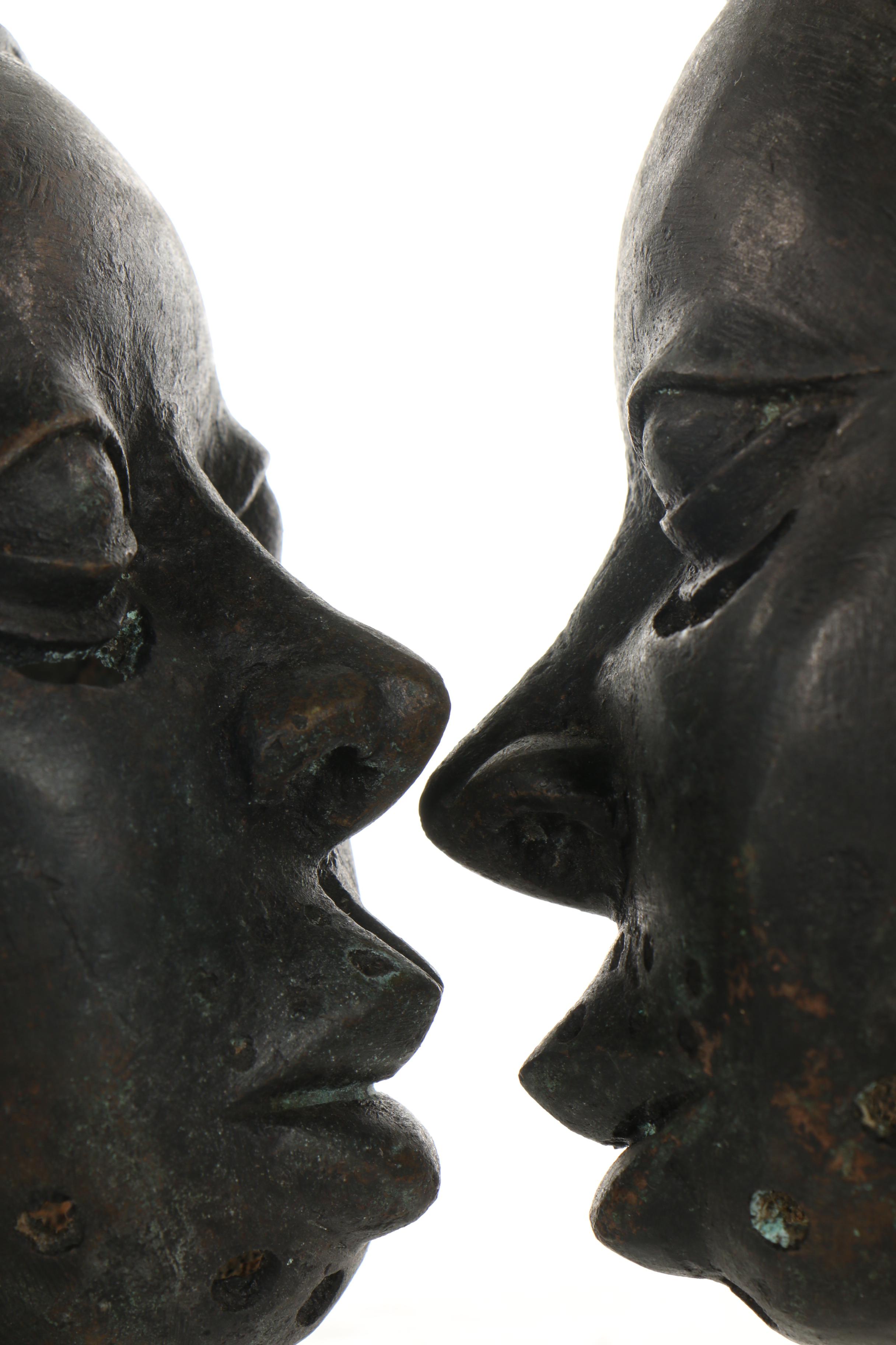 20th Century Decorative Copper Alloy Obalufon Masks