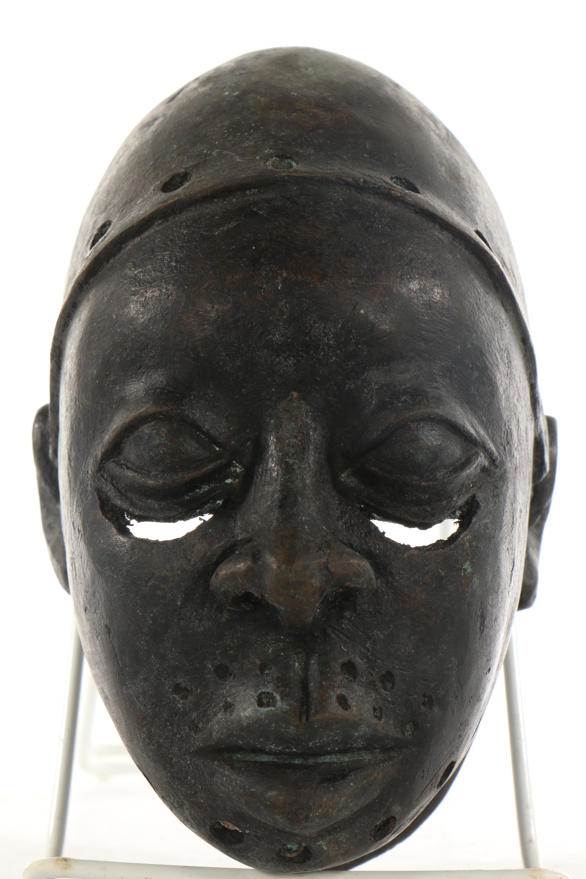 20th Century Decorative Copper Alloy Obalufon Masks