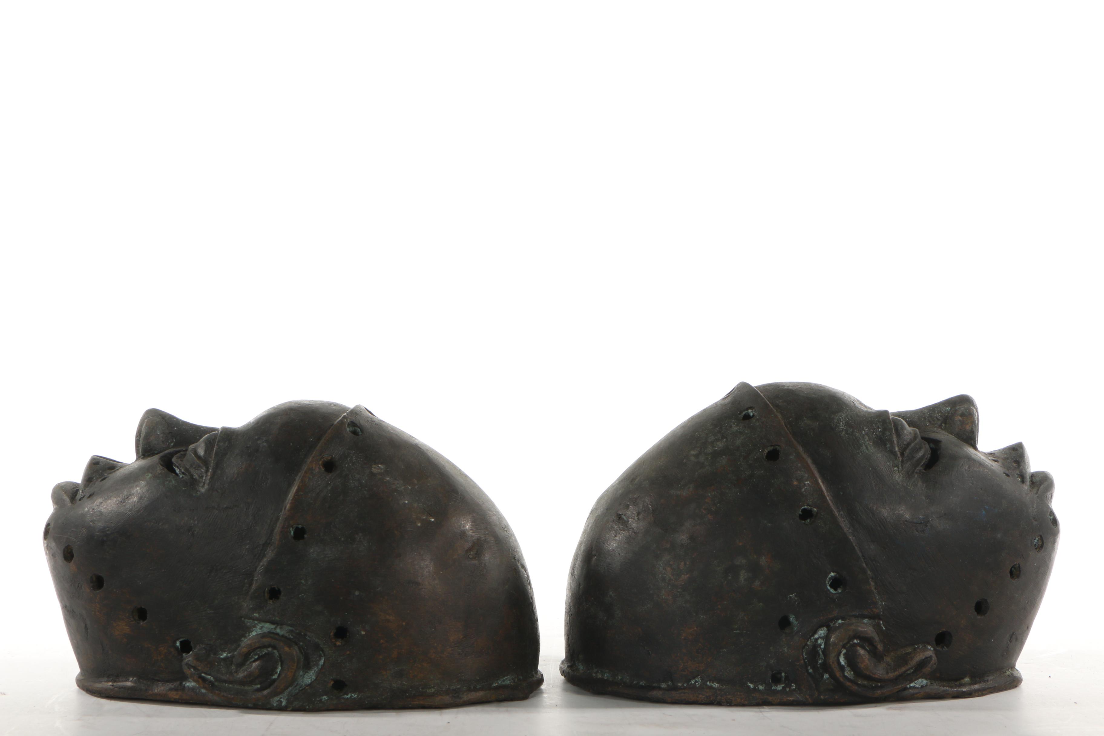 20th Century Decorative Copper Alloy Obalufon Masks