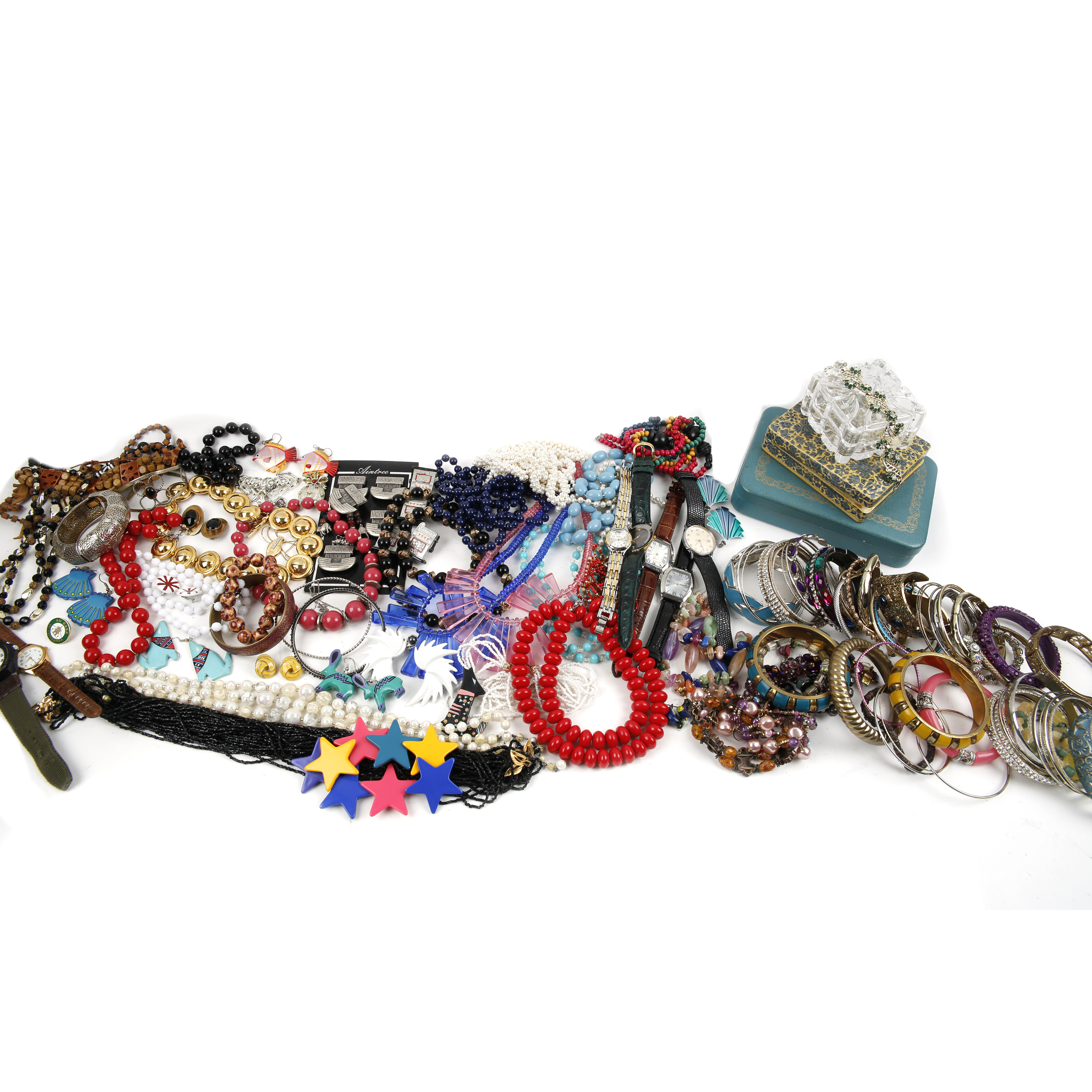 Huge Assortment of Costume Jewelry Including Vintage Plastic and Glass