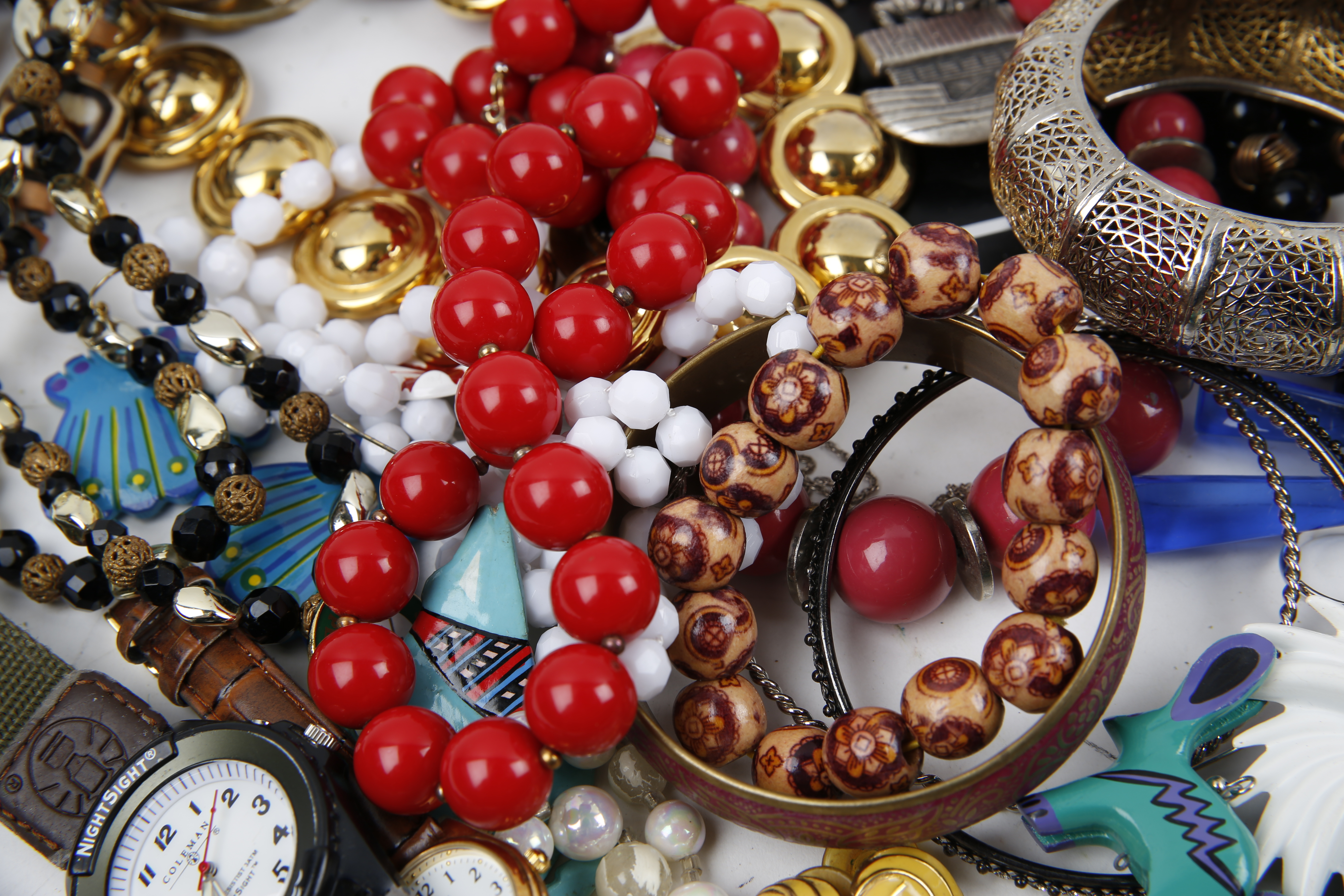 Huge Assortment of Costume Jewelry Including Vintage Plastic and Glass