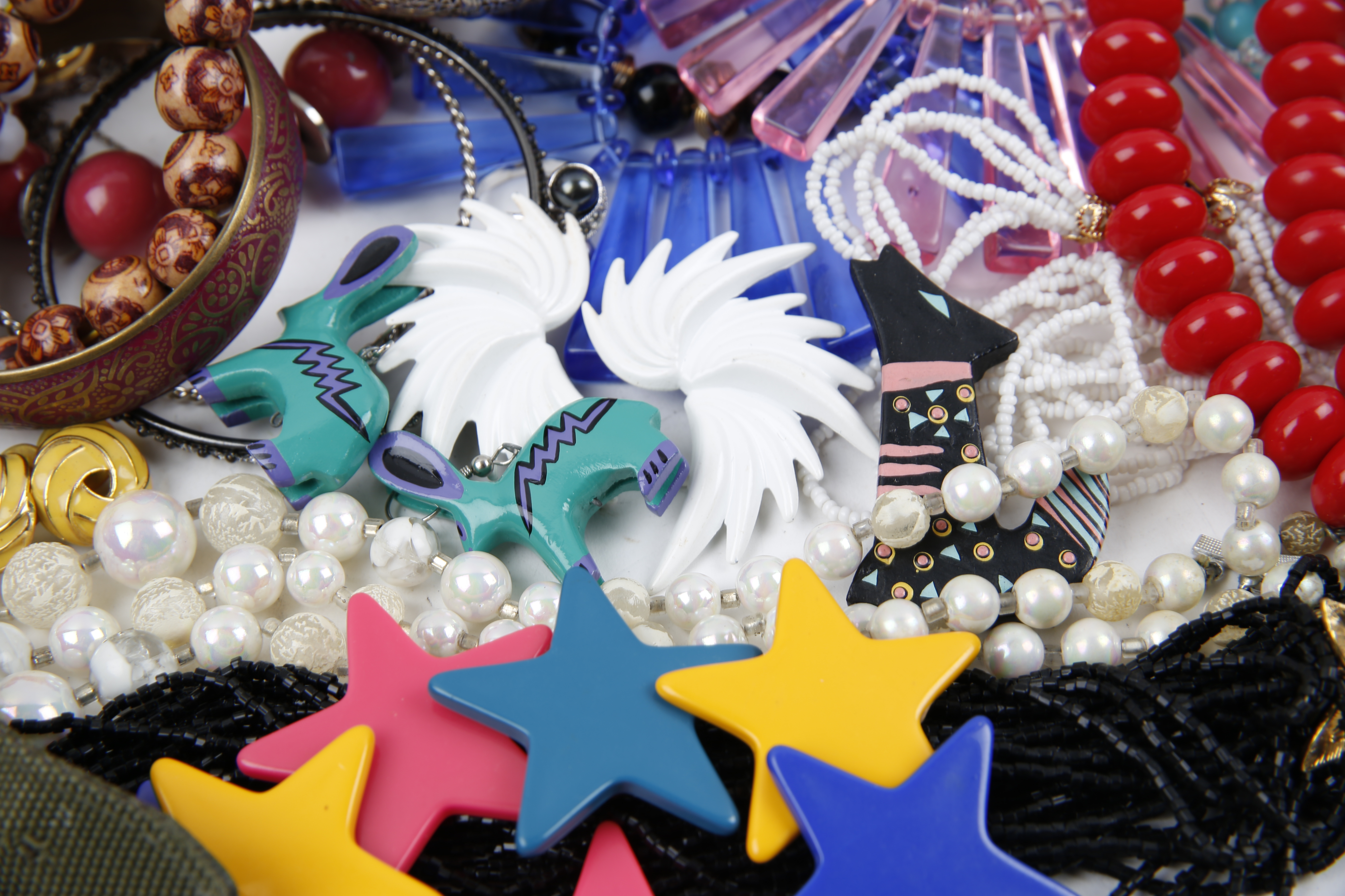 Huge Assortment of Costume Jewelry Including Vintage Plastic and Glass