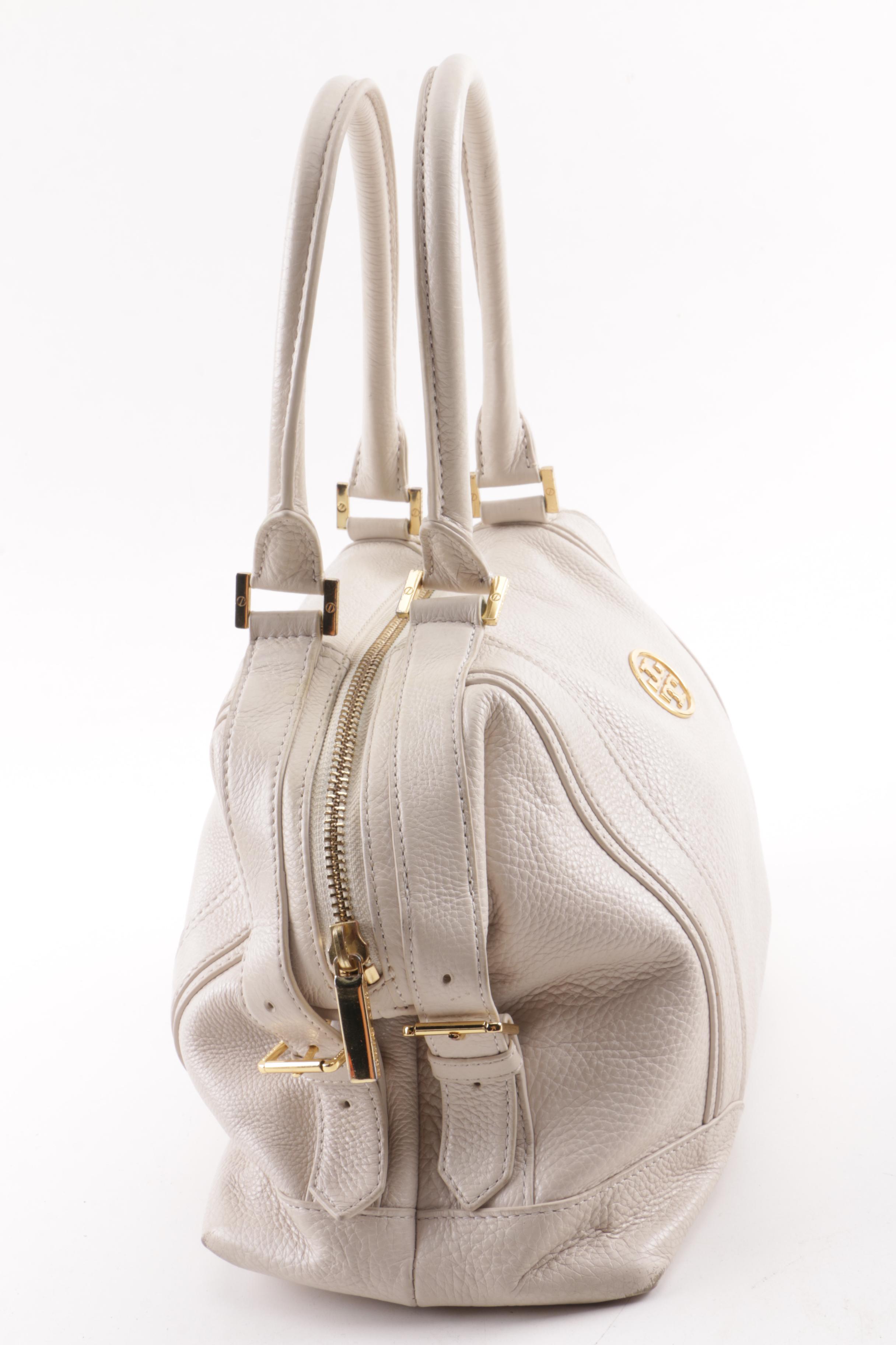 Tory Burch Off-White Pebbled Leather Satchel