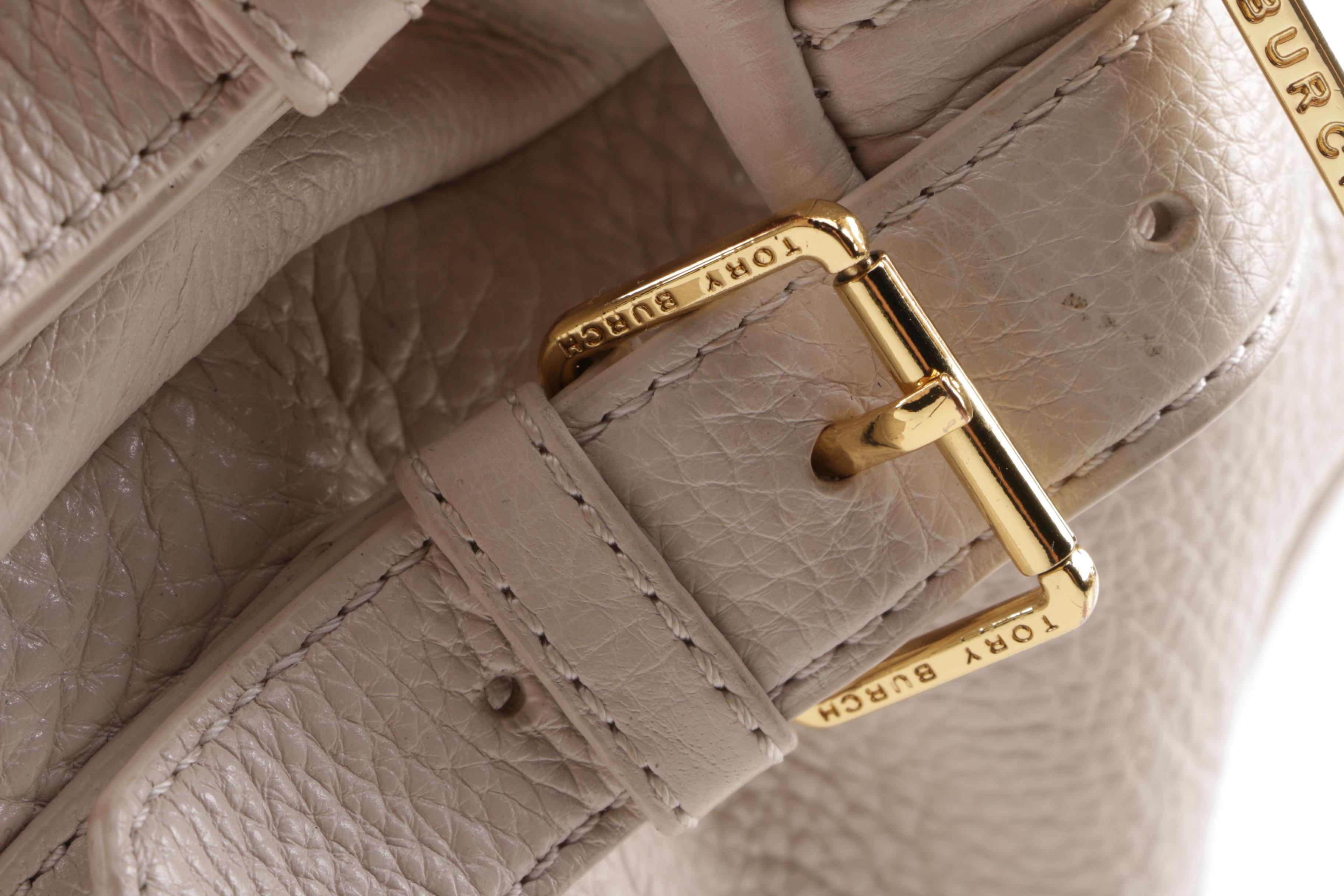 Tory Burch Off-White Pebbled Leather Satchel