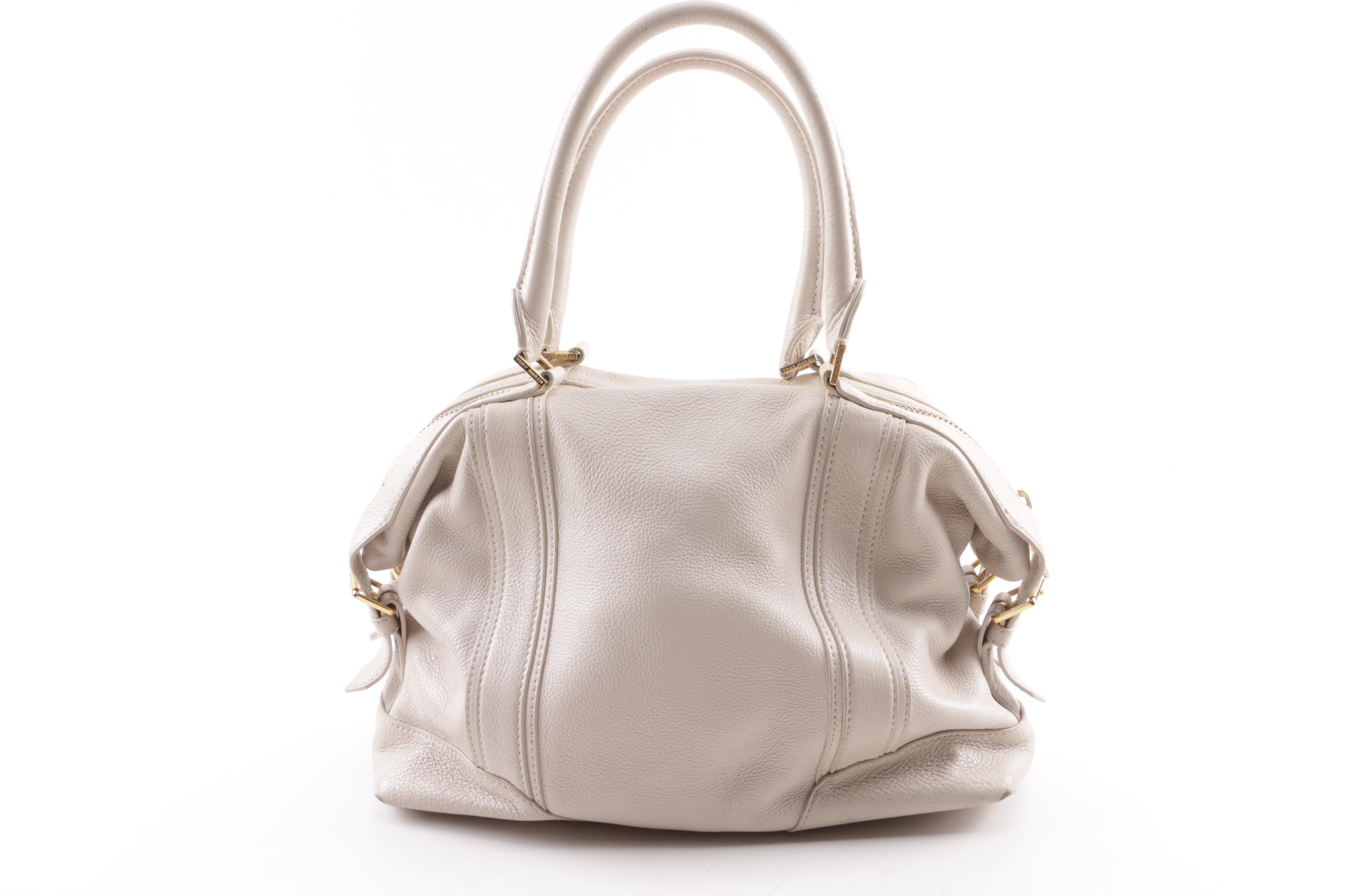 Tory Burch Off-White Pebbled Leather Satchel