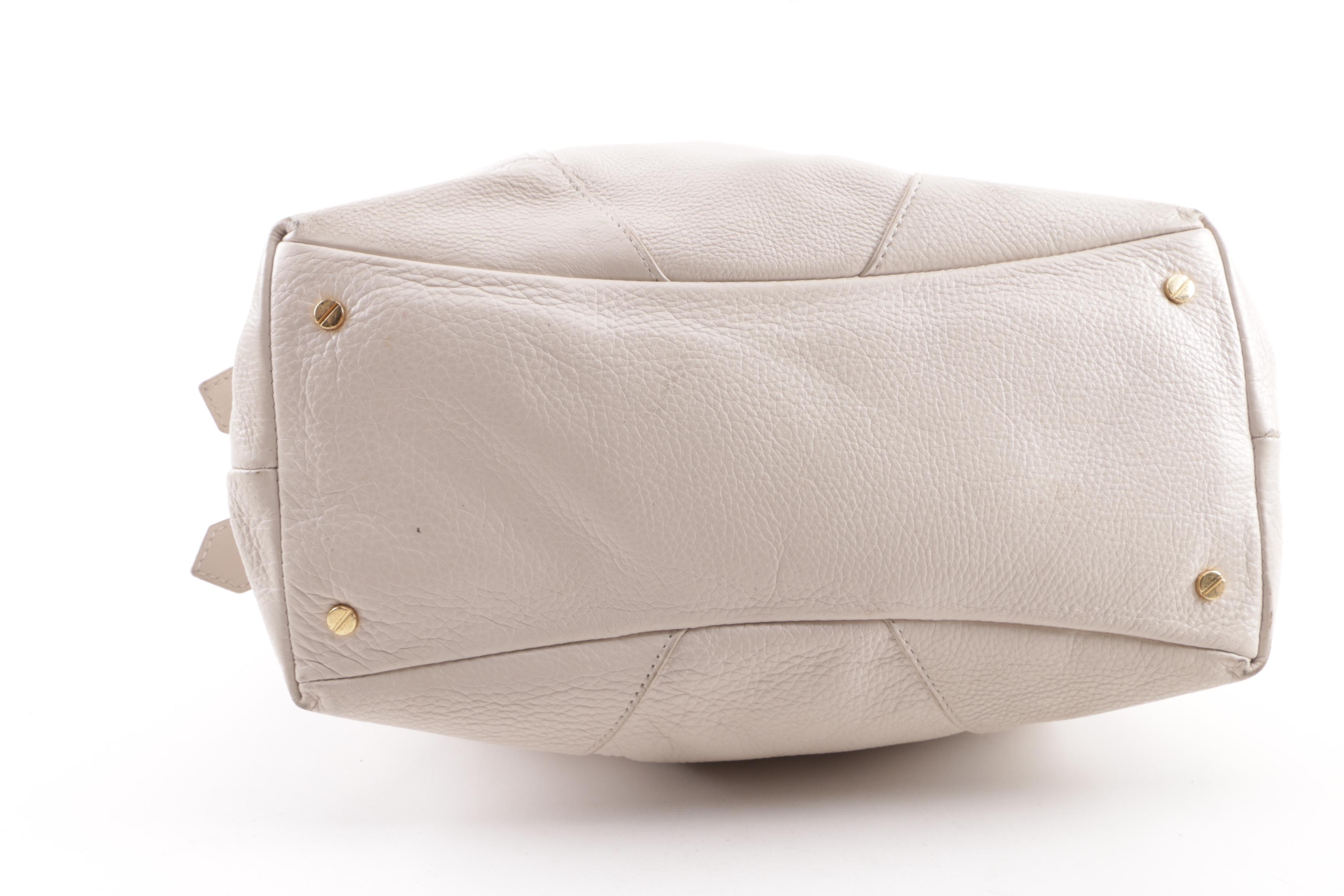 Tory Burch Off-White Pebbled Leather Satchel