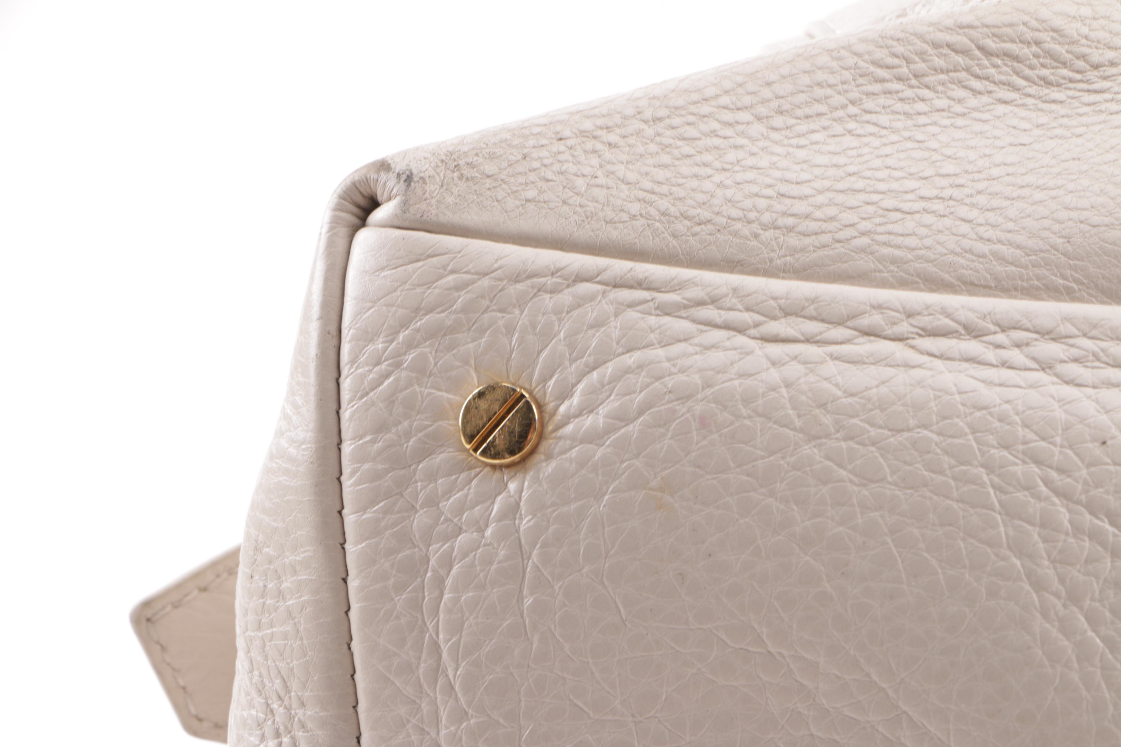 Tory Burch Off-White Pebbled Leather Satchel