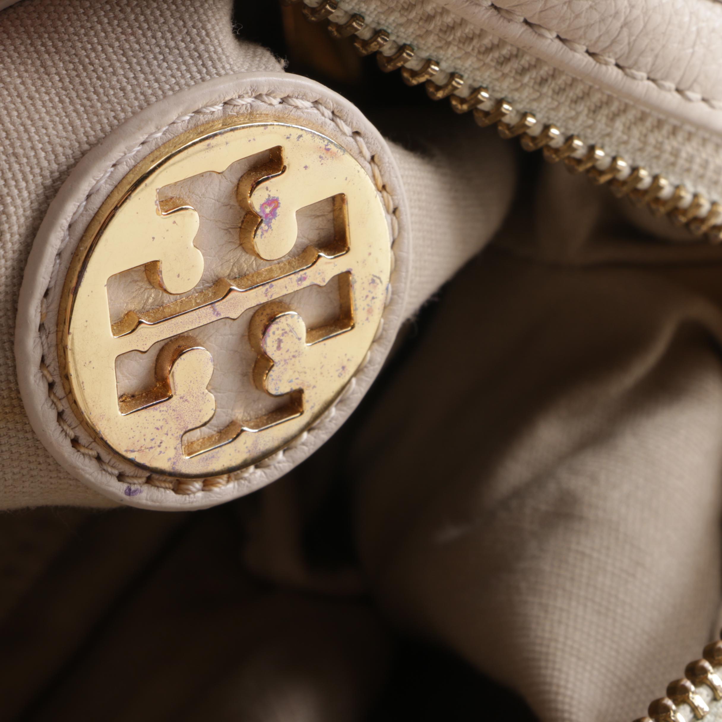 Tory Burch Off-White Pebbled Leather Satchel