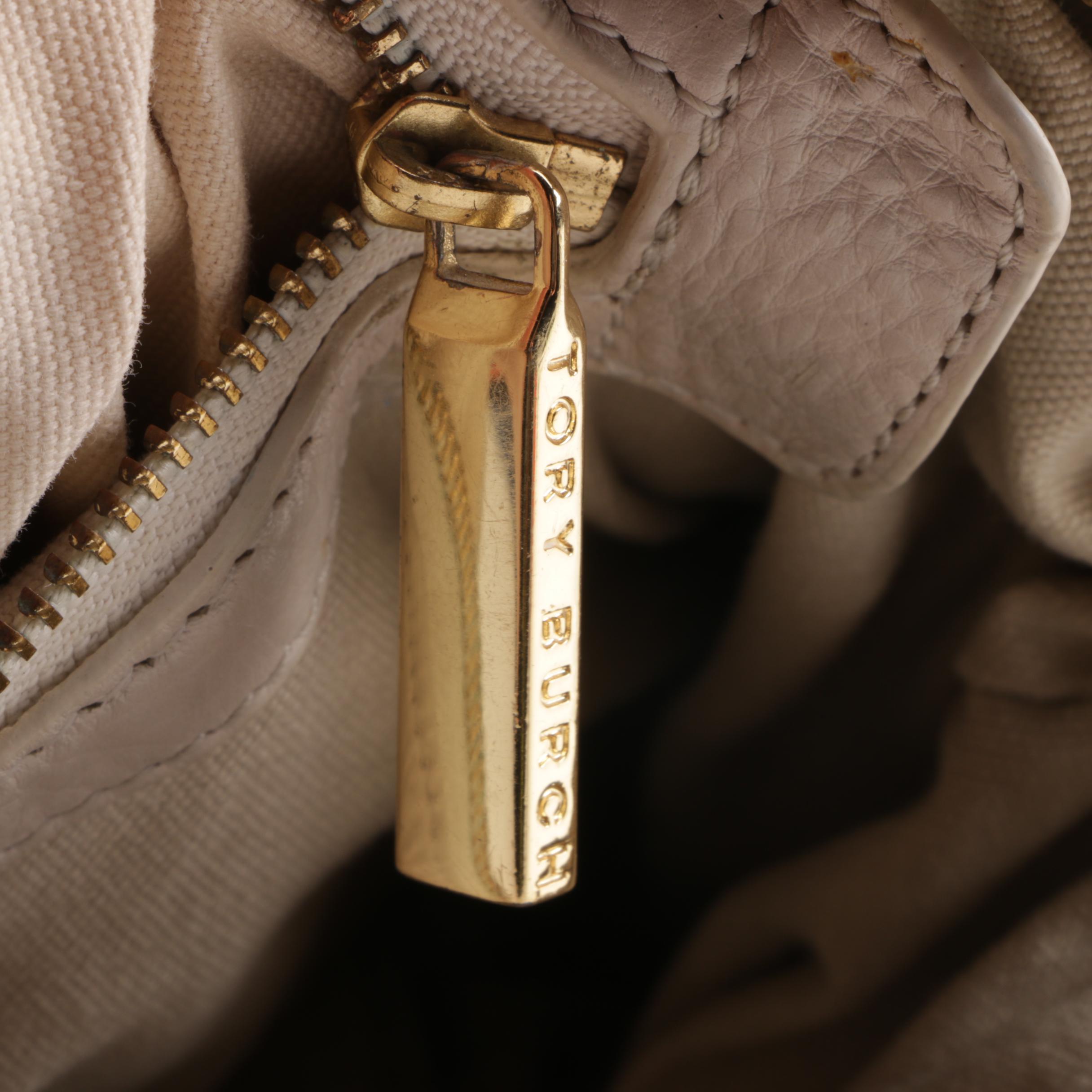 Tory Burch Off-White Pebbled Leather Satchel