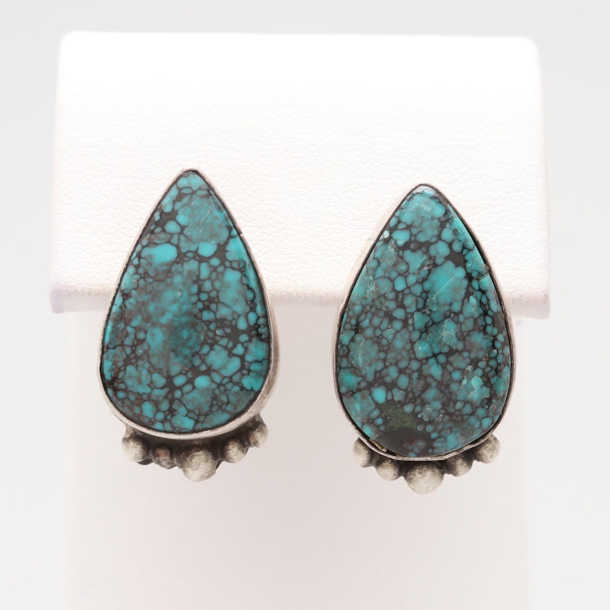 Southwestern Style Sterling Silver Turquoise Earrings